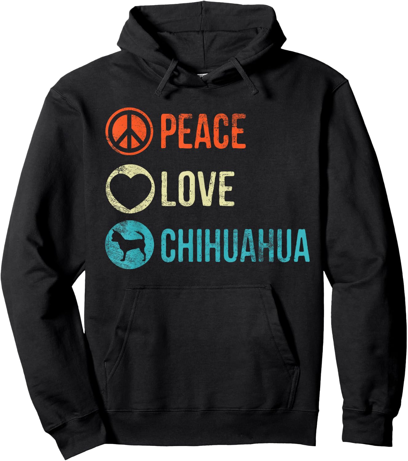 Peace Love Chihuahua Dog Lover Pet Owner Gifts Hoodie - Hoodie | Black