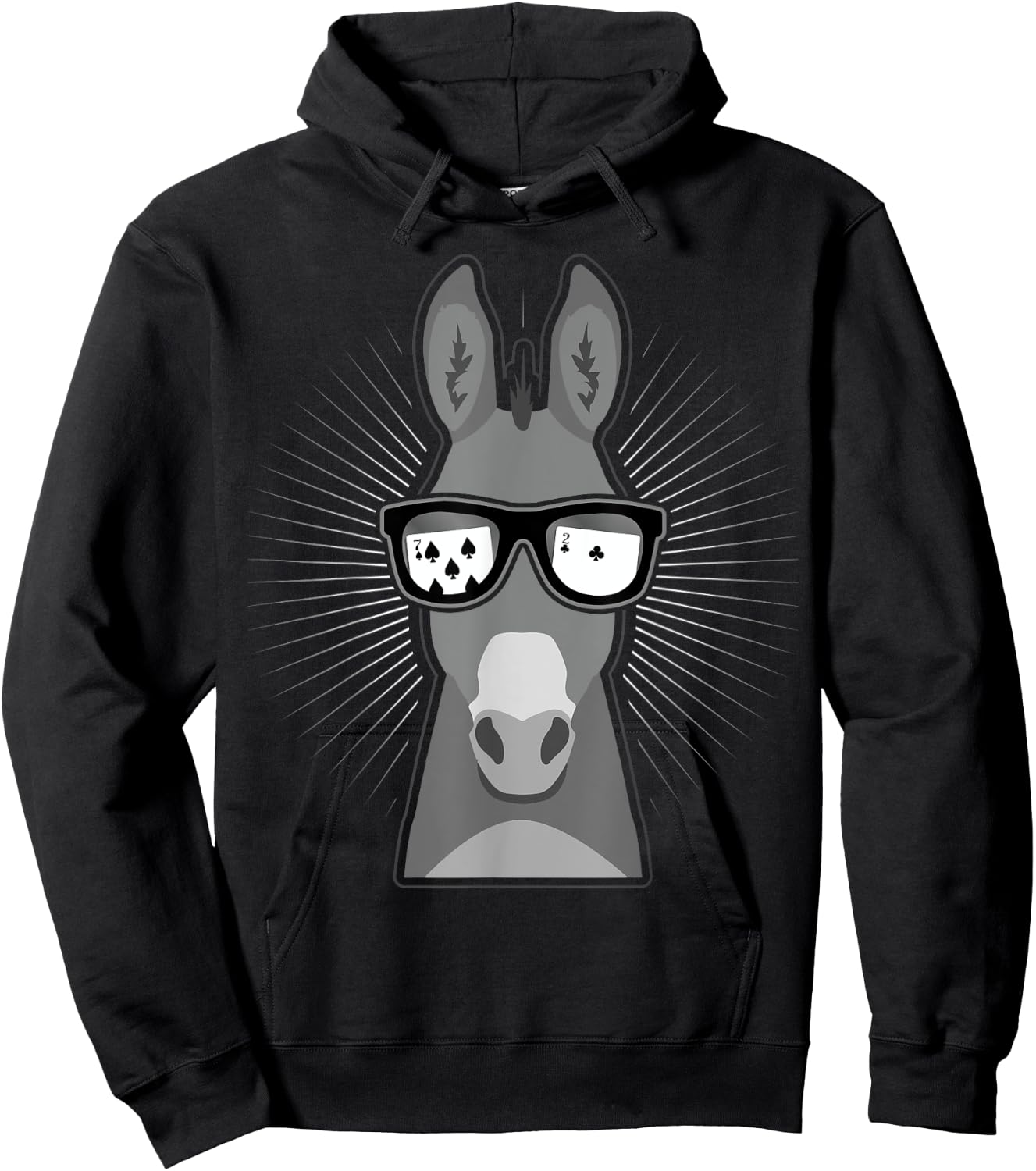 Funny Donkey Card Player With Seven Deuce Hoodie - Hoodie | Black