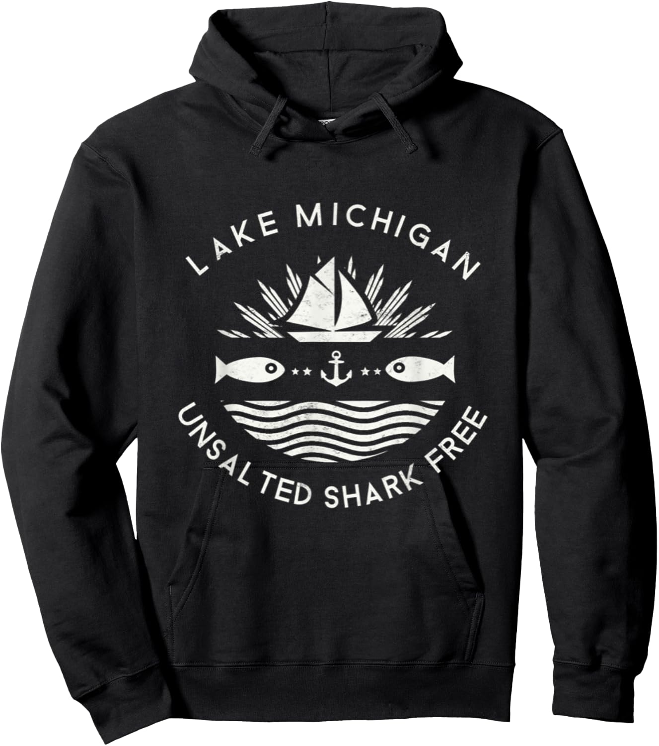 Lake Michigan Unsalted Shark Free Great Lakes Hoodie - Hoodie | Black