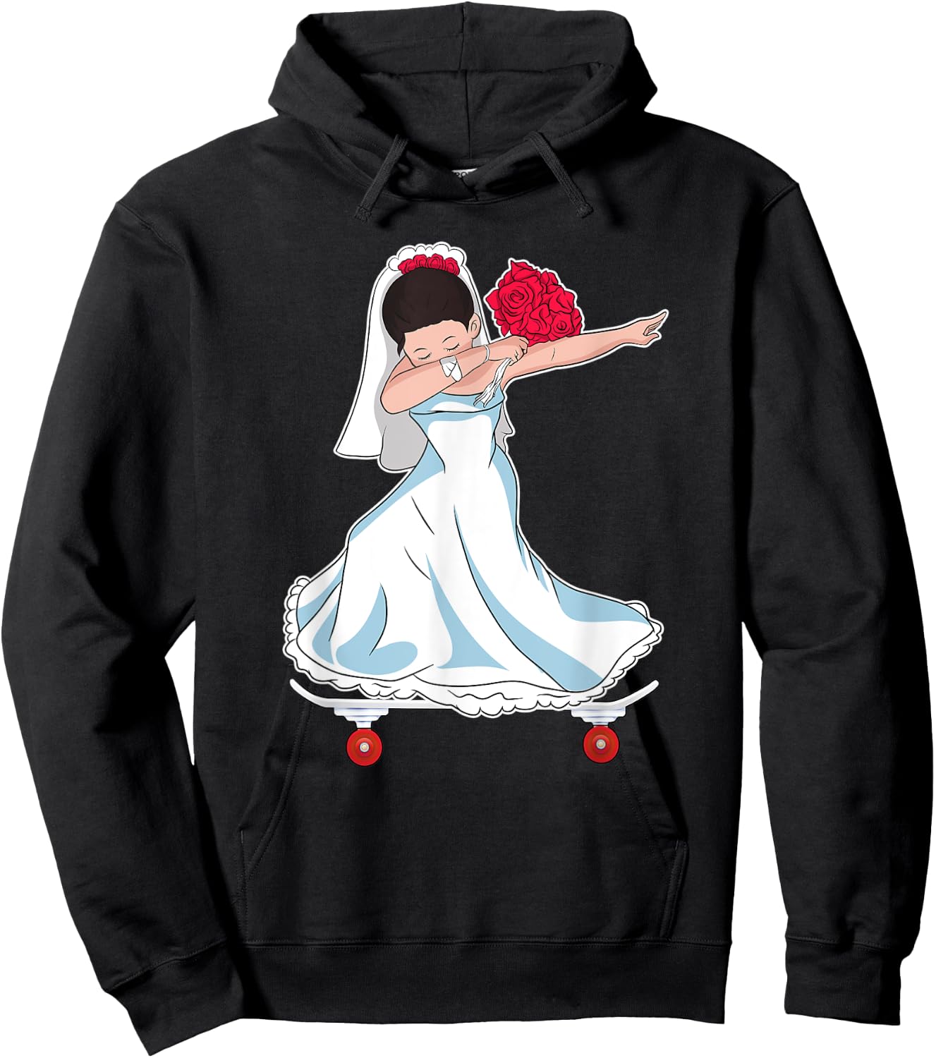 Skateboarding Wedding Bride on Skateboard Gift Skater Hoodie - Hoodie | Black