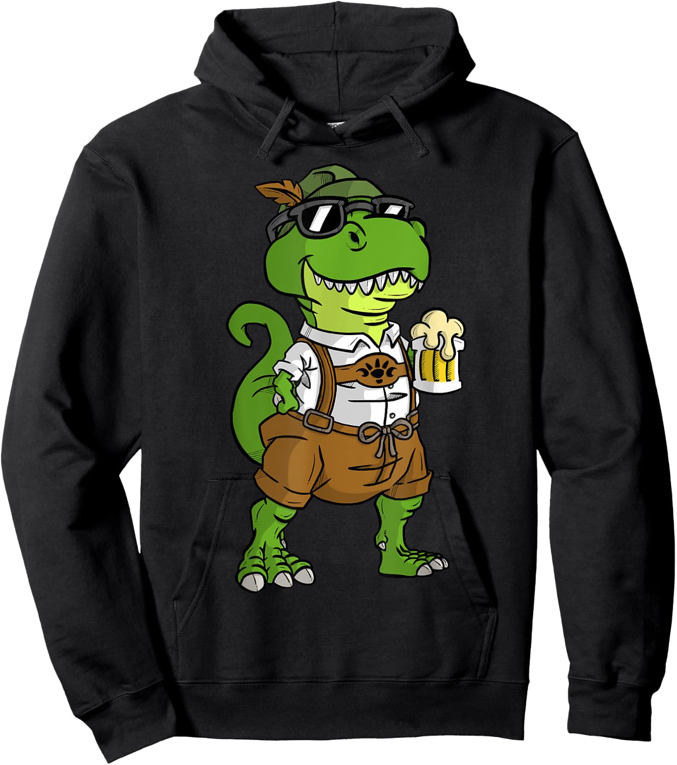 Dinosaur Drinking Beer T-Rex Oktoberfest Hoodie - Hoodie | Black