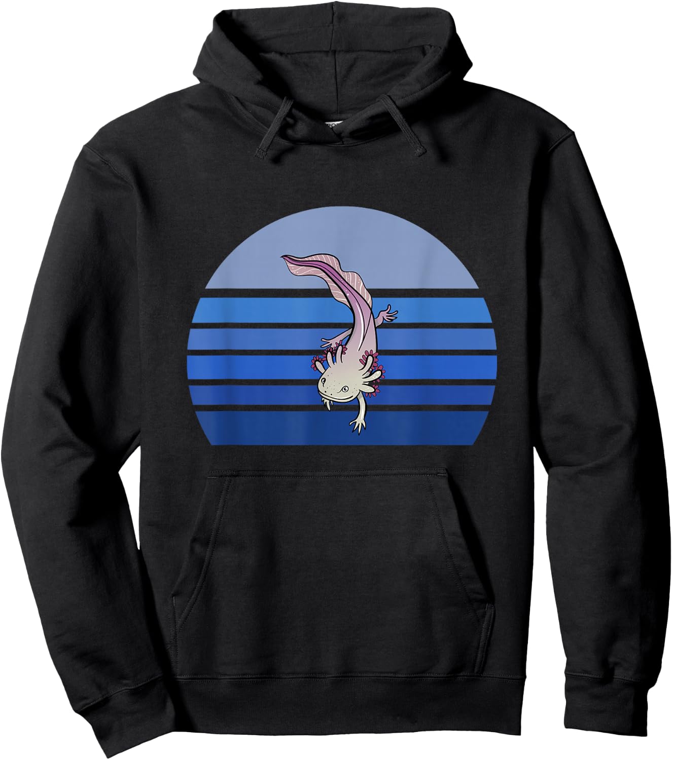 Blue Retro Axolotl Mexican Salamander Gift Lover Hoodie - Hoodie | Black