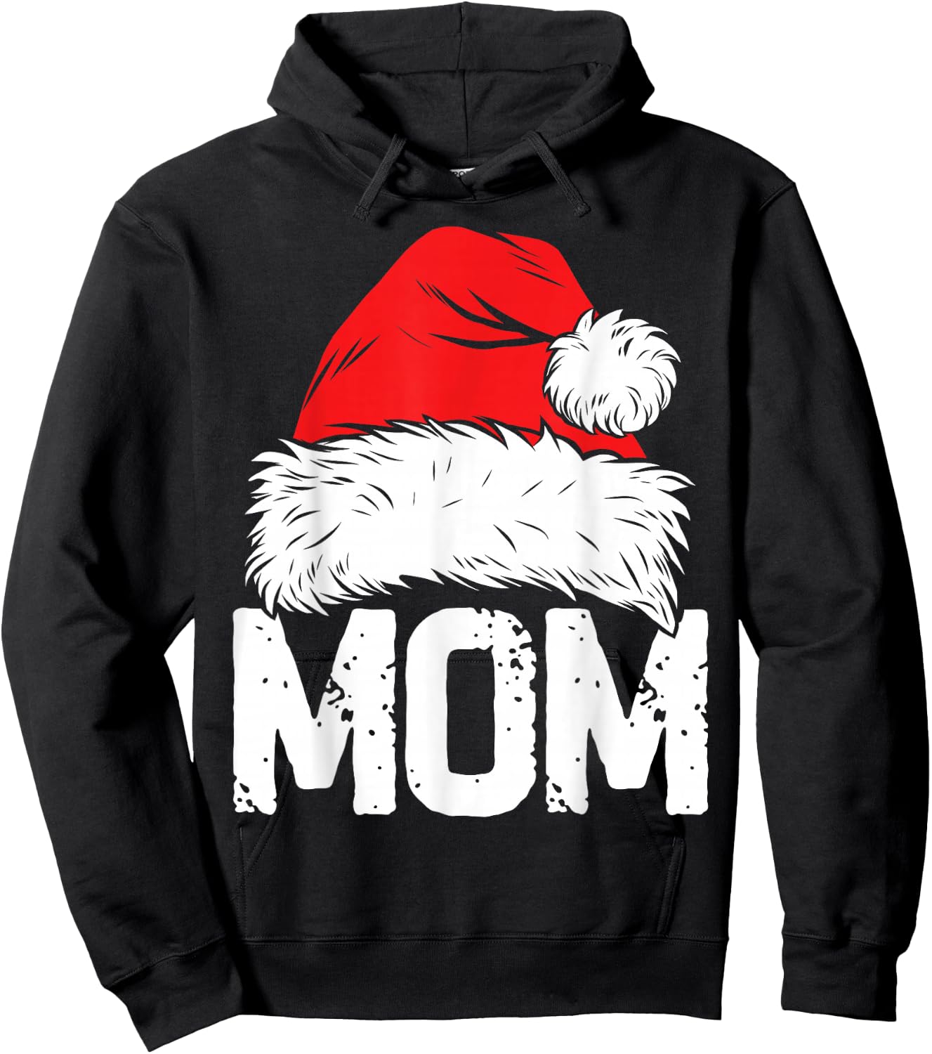 Mom Santa Christmas Family Matching Pajamas Mama Xmas Mother Short Sleeve Hoodie - Hoodie | Black