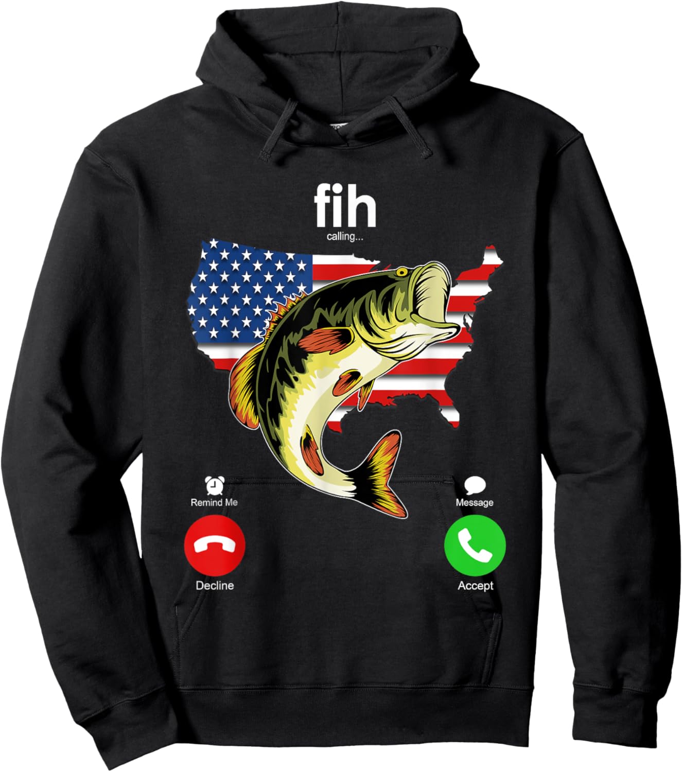 Fih Calling Remind me Message Decline Accept Phone Call Fish Hoodie - Hoodie | Black