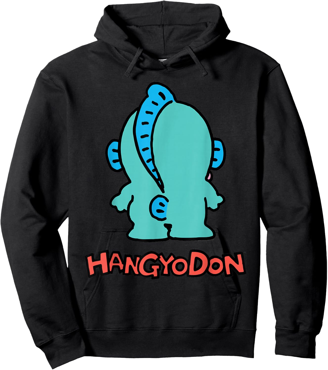 Sanrio Hangyodon Backside Logo Shirt Hoodie - Hoodie | Black