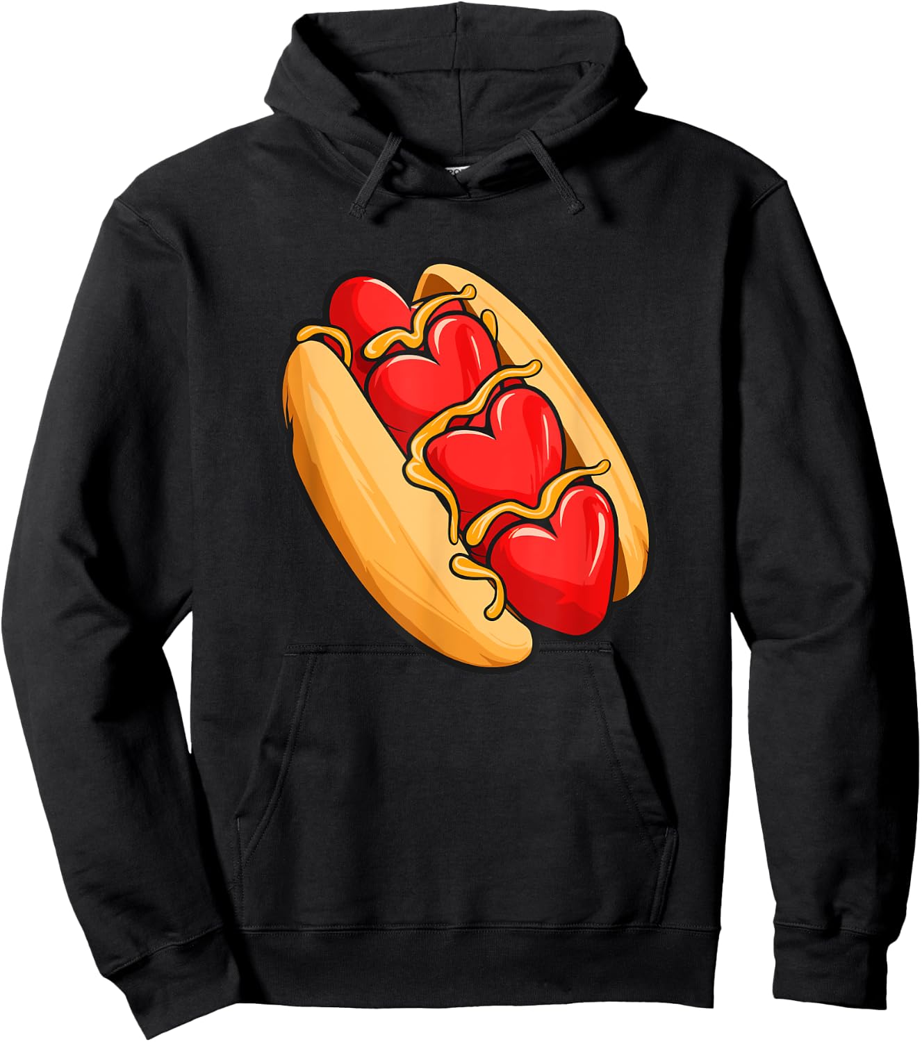 Valentines Day Hotdog Sandwich Hoodie - Hoodie | Black