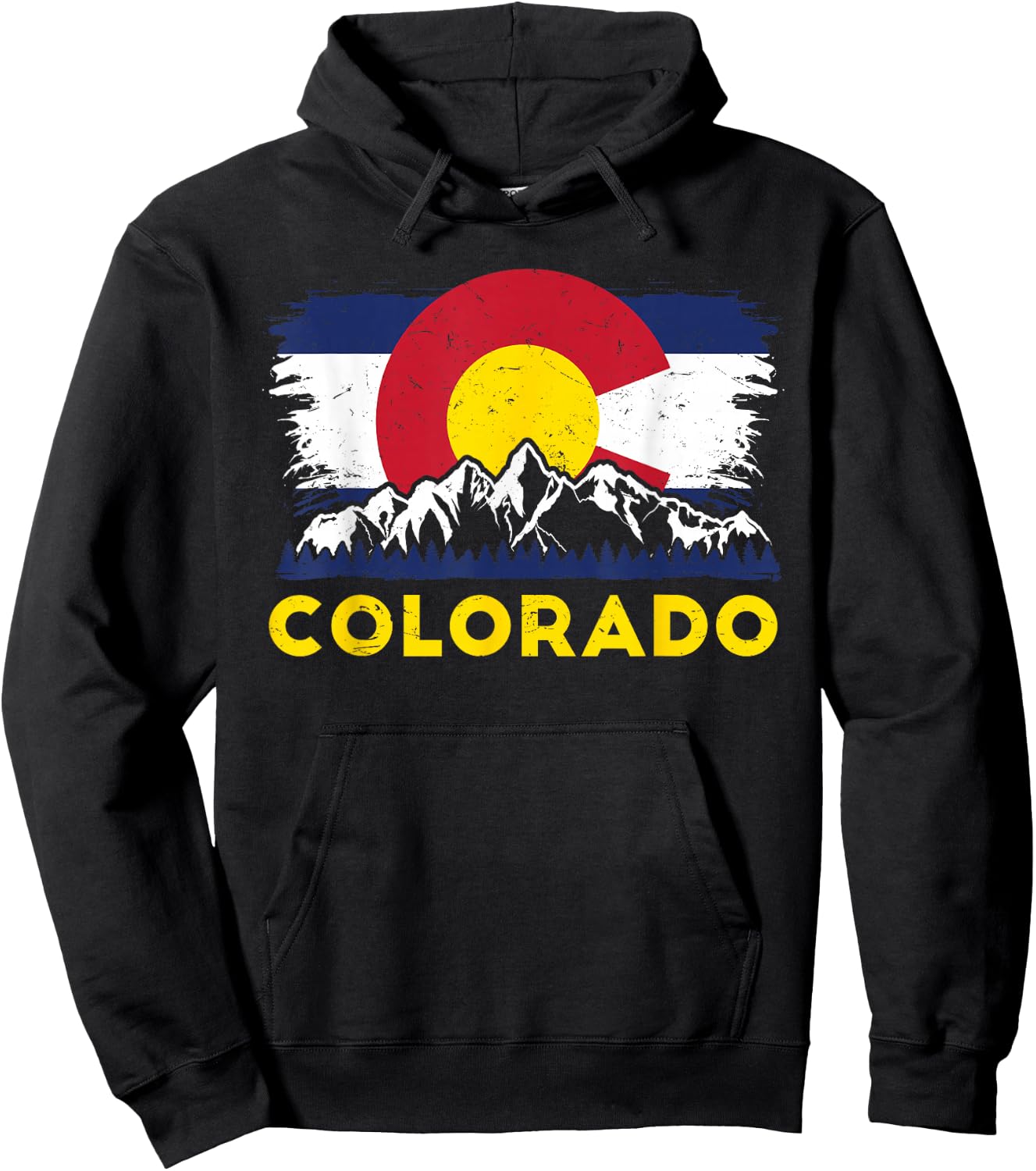 Colorado State Flag Rocky Mountain Denver Winter Aurora Hoodie - Hoodie | Black