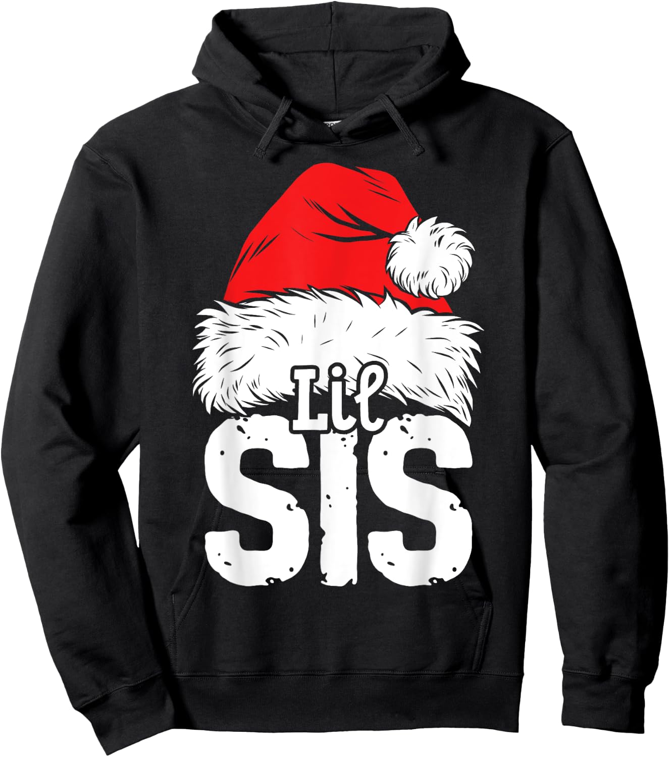 Little Sister Santa Christmas Family Matching Pyjamas Xmas Hoodie - Hoodie | Black