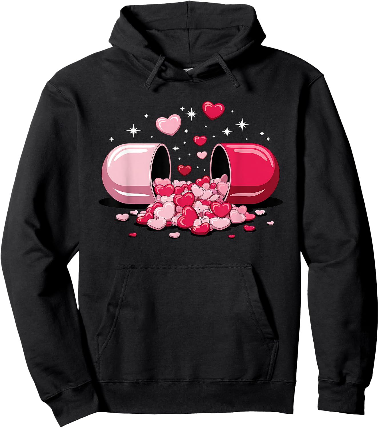 Pills Heart Love Valentine Hearts Medicine Pharmacy Capsule Hoodie - Hoodie | Black