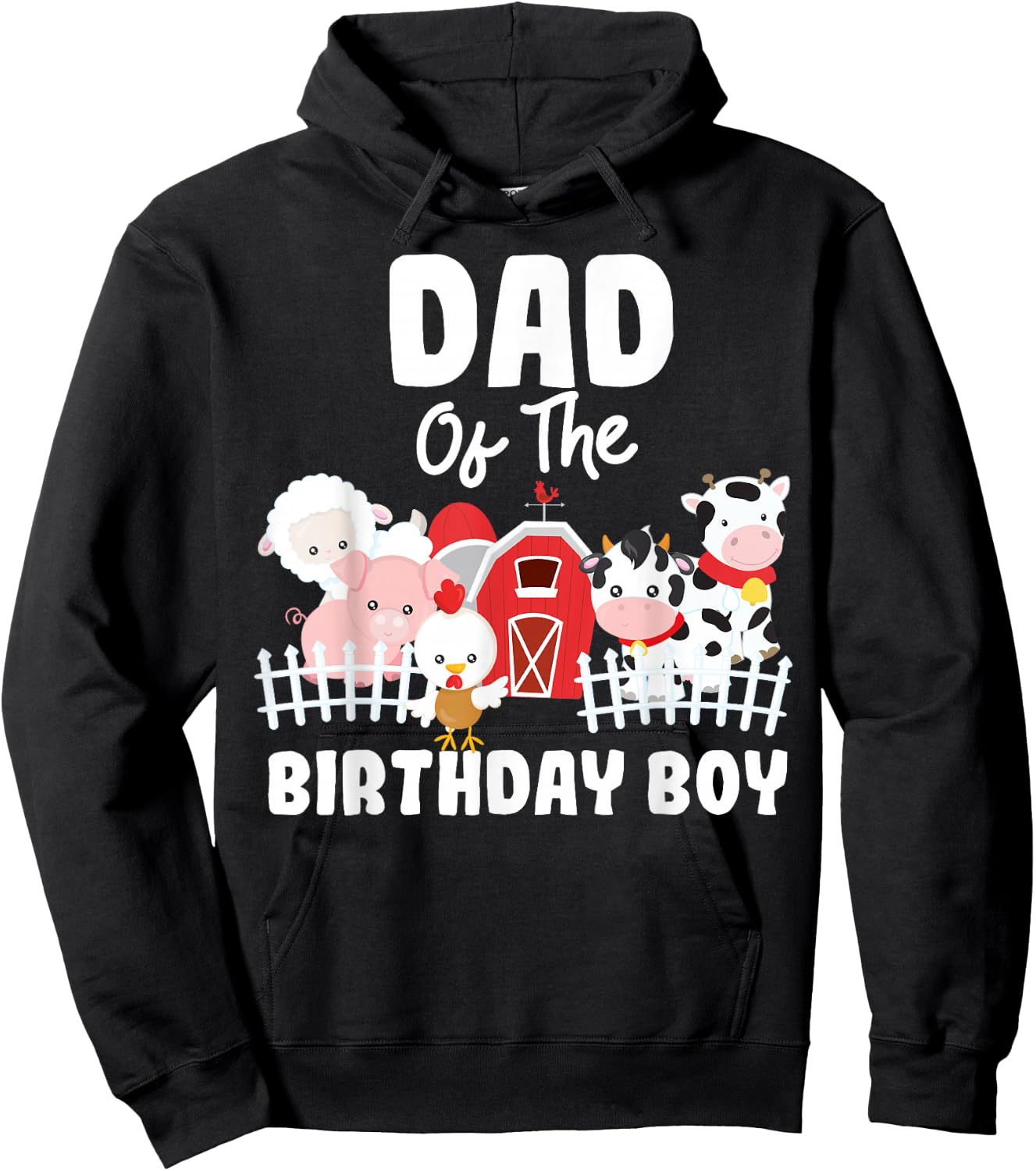 Dad Of The Birthday Boy Farm Animals Birthday Party Hoodie - Hoodie | Black
