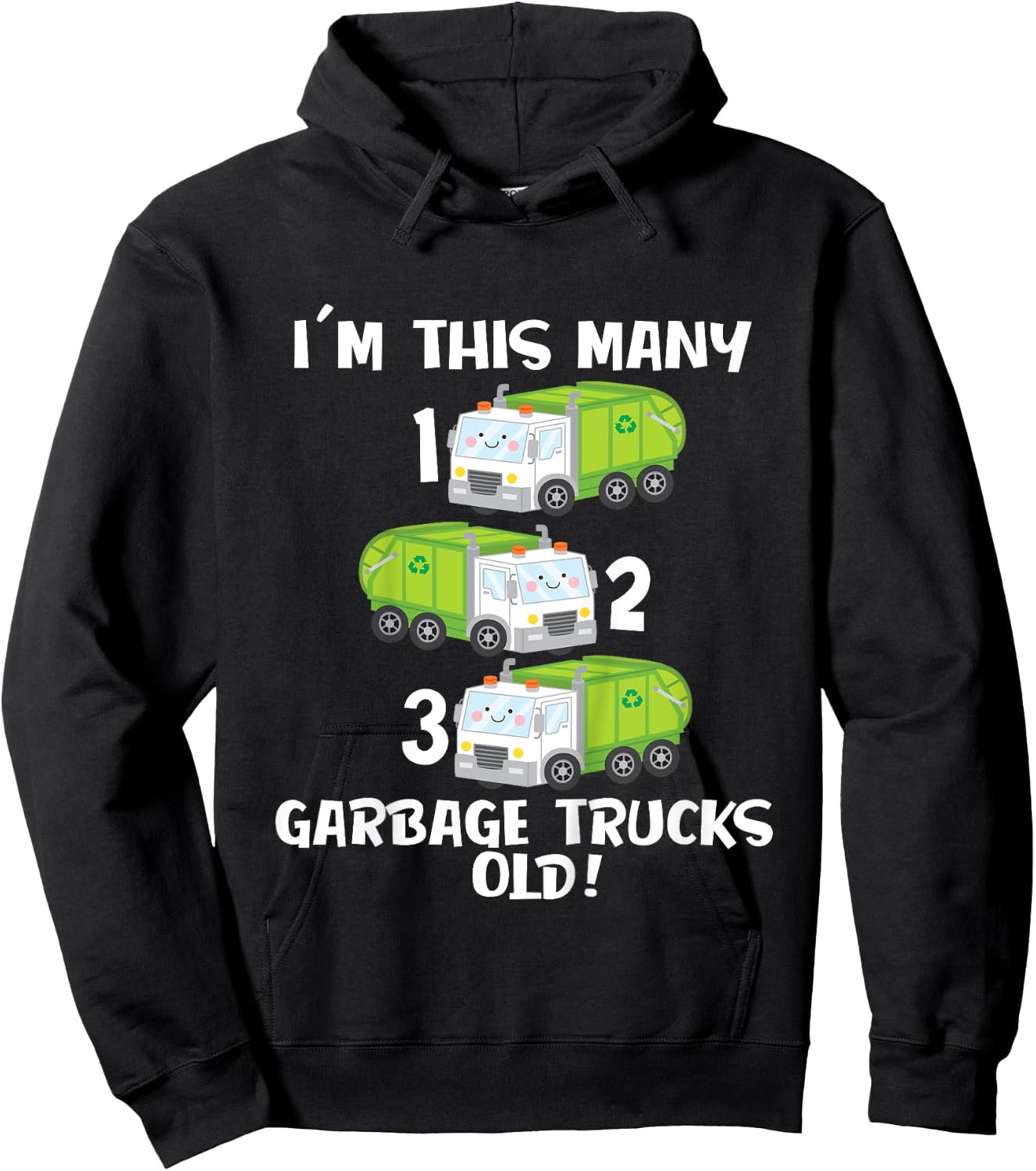 3rd Birthday Cute Garbage Truck Counting 123 Toddlers Hoodie - Hoodie | Black