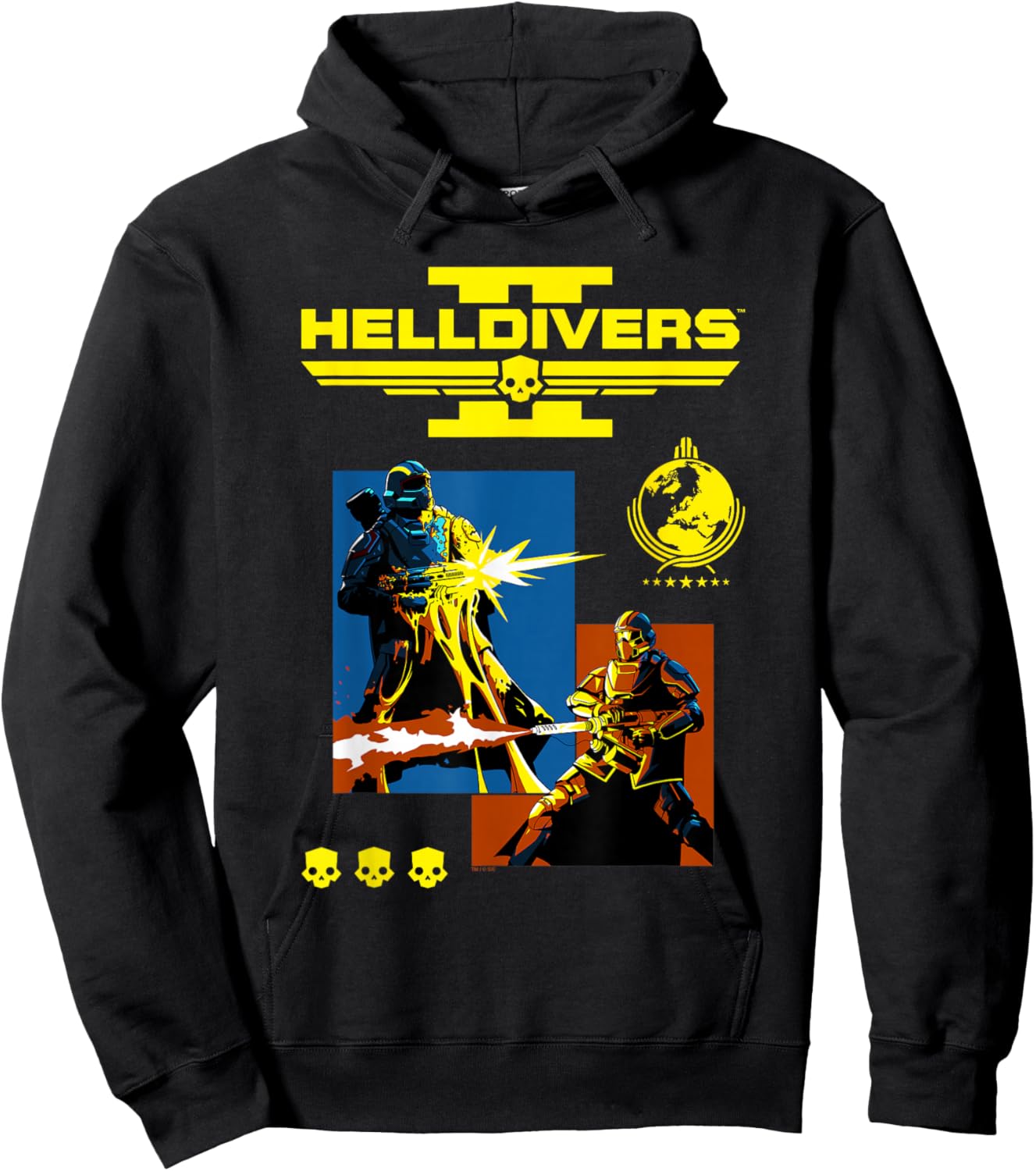Helldivers 2 Divers for Liberty Collage and Logo Video Game Hoodie - Hoodie | Black