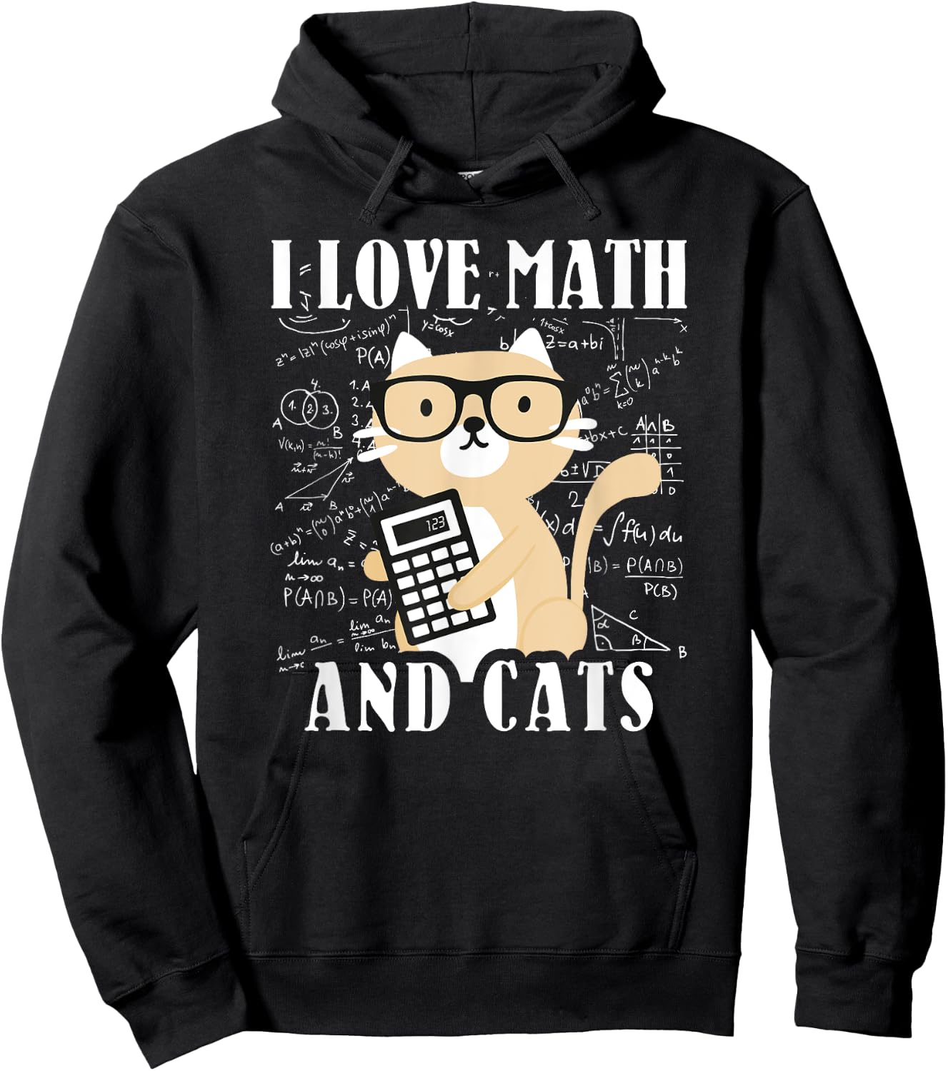Math Kitty Cat I Love Math And Cats Mathematics Math Women Kids Hoodie - Hoodie | Black