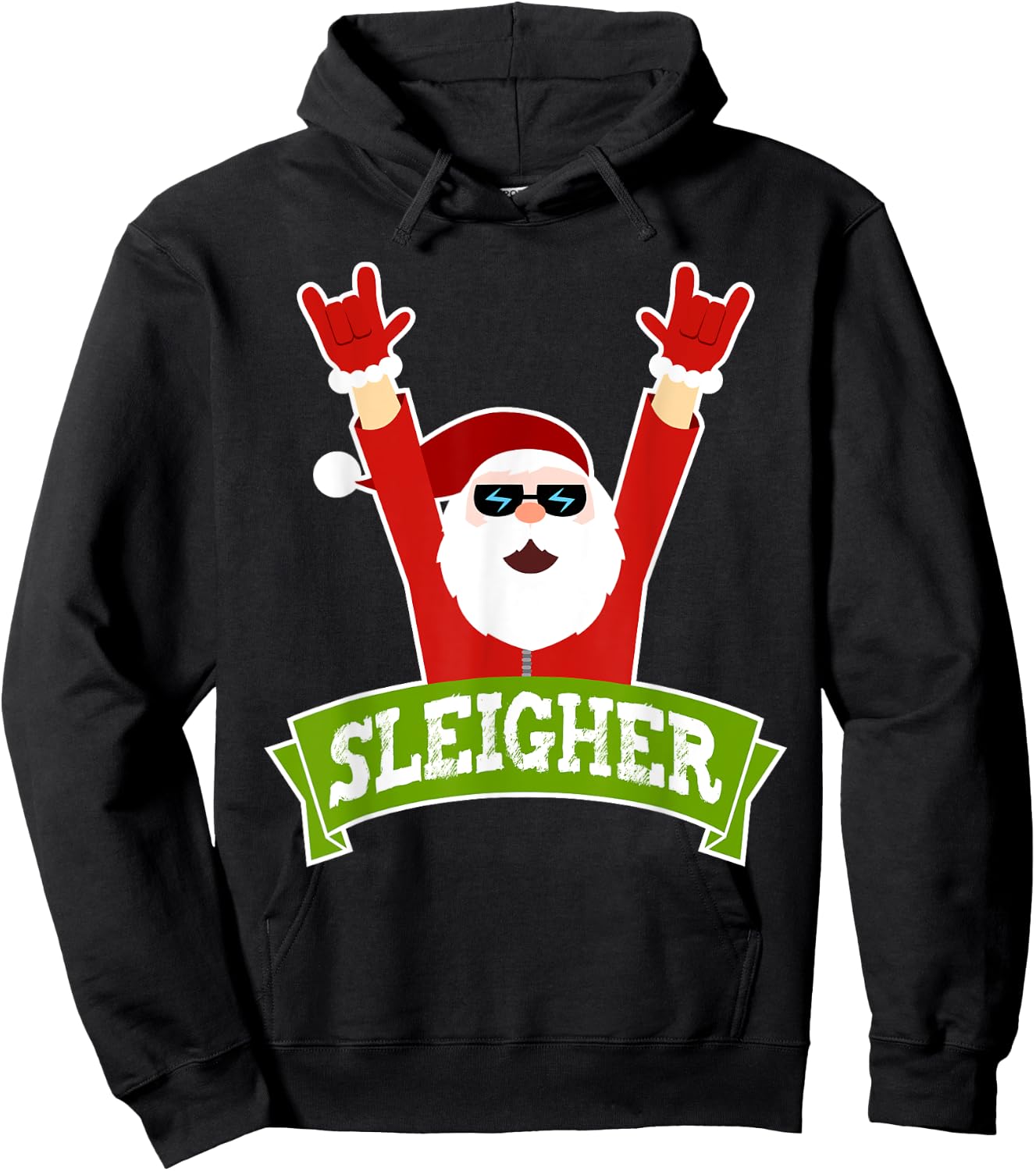 SLEIGHER - Funny Heavy Metal Music Santa - Christmas Hoodie - Hoodie | Black
