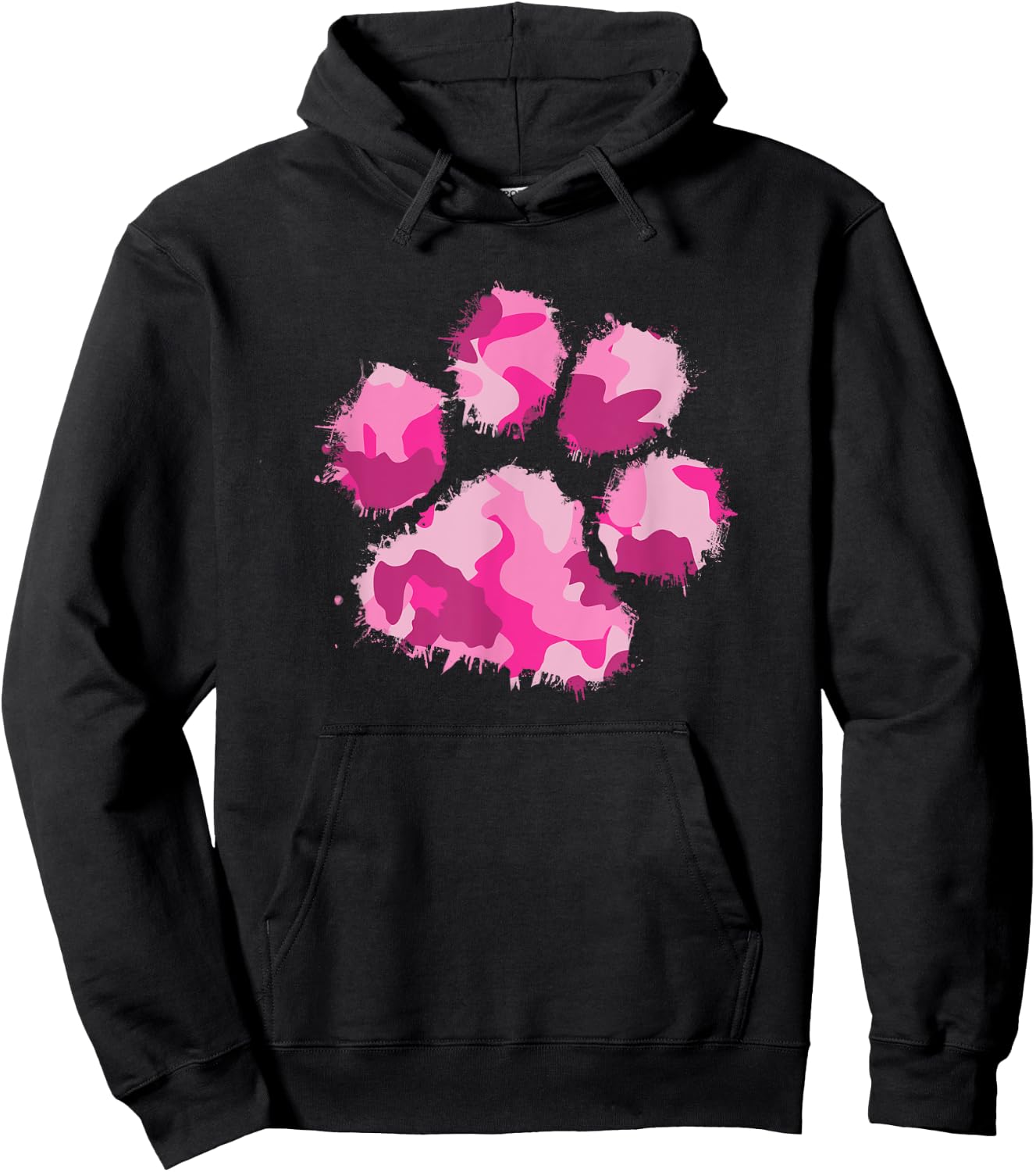 Camo Dog Paw Print Pink Shirt Camouflage Gift Women Military Hoodie - Hoodie | Black