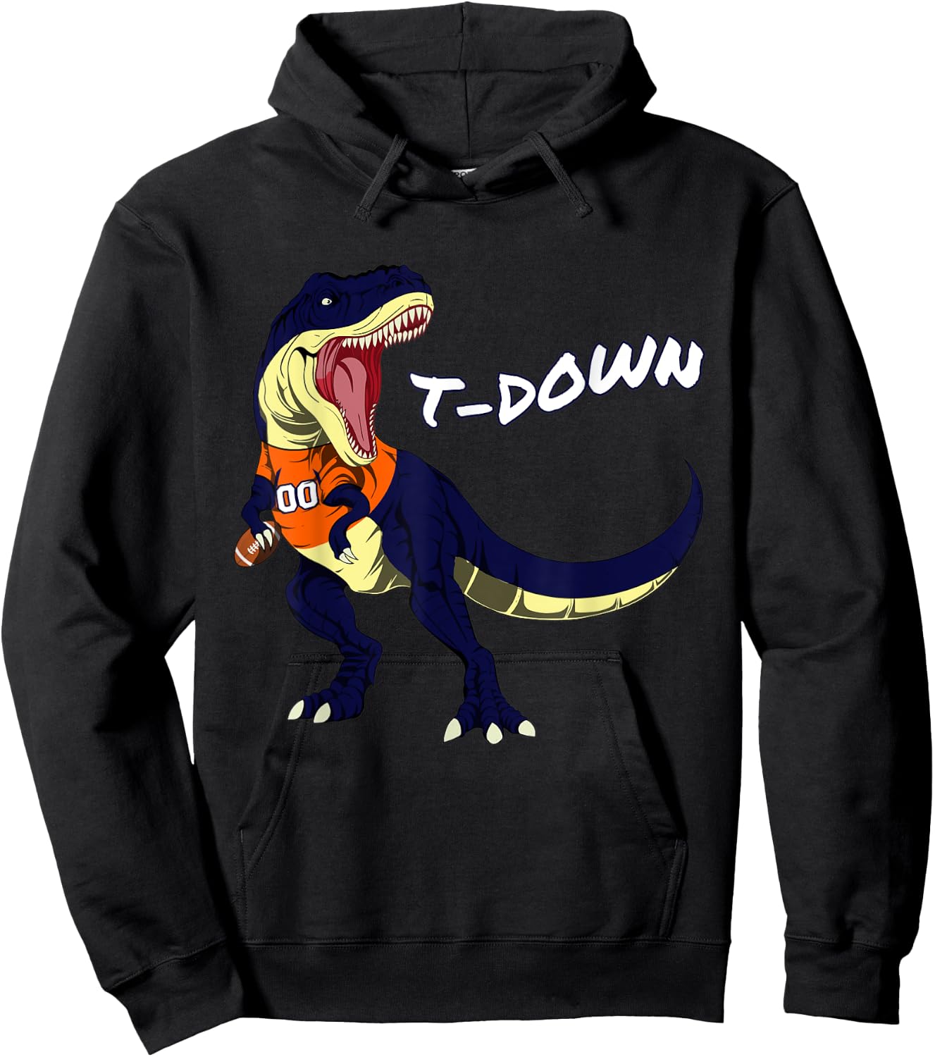 Denver Dinosaur T Rex Football Touchdown Kids Boys Girls Hoodie - Hoodie | Black