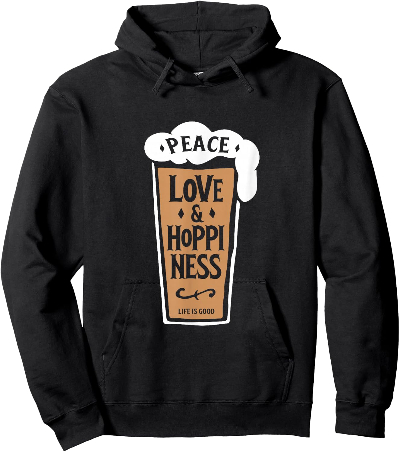 IPA Lovers : Craft Beer Peace Love and Hoppiness Pint Hoodie - Hoodie | Black
