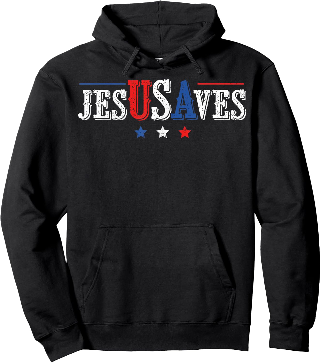 Jesus Saves USA American Flag Patriotic Christian 4th July Hoodie - Hoodie | Black