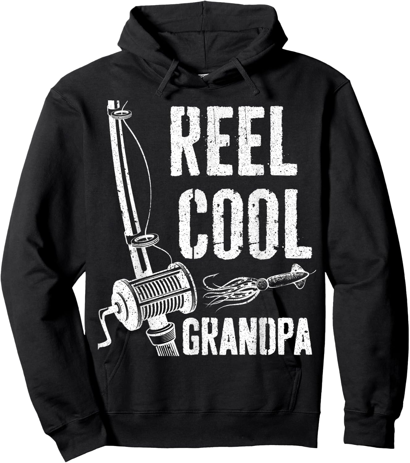 Reel Cool Grandpa Shirt Men Papa Fisherman Fathers Day Hoodie - Hoodie | Black
