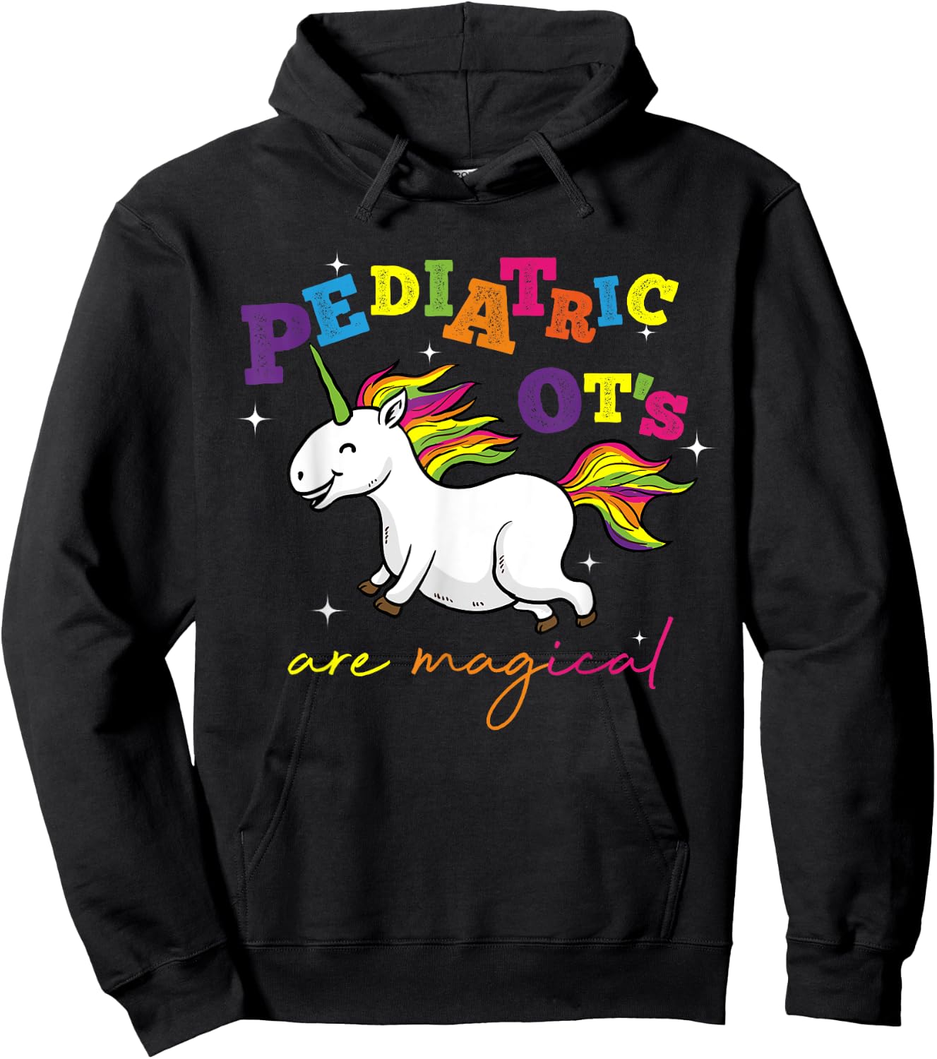 Cute Rainbow Unicorn Pediatric OT Occupational Therapy Gift Hoodie - Hoodie | Black