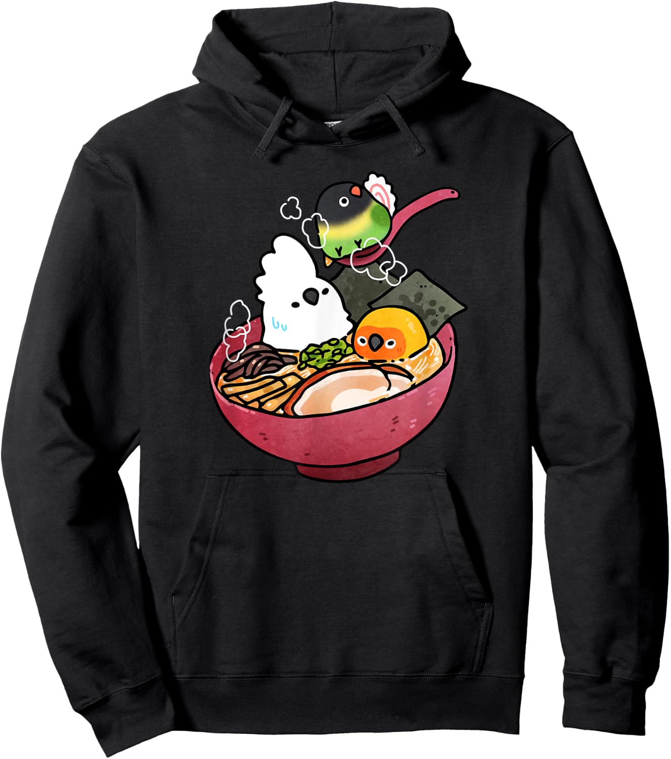 Bird Ramen Cute Hoodie - Hoodie | Black