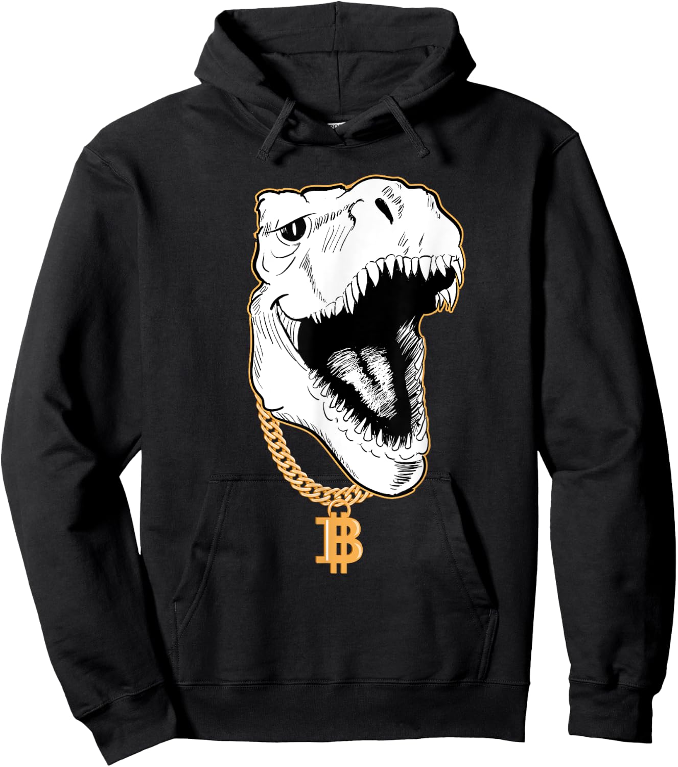 Funny Gangster T-Rex Bitcoin Cryptocurrency Shirt Hoodie - Hoodie | Black