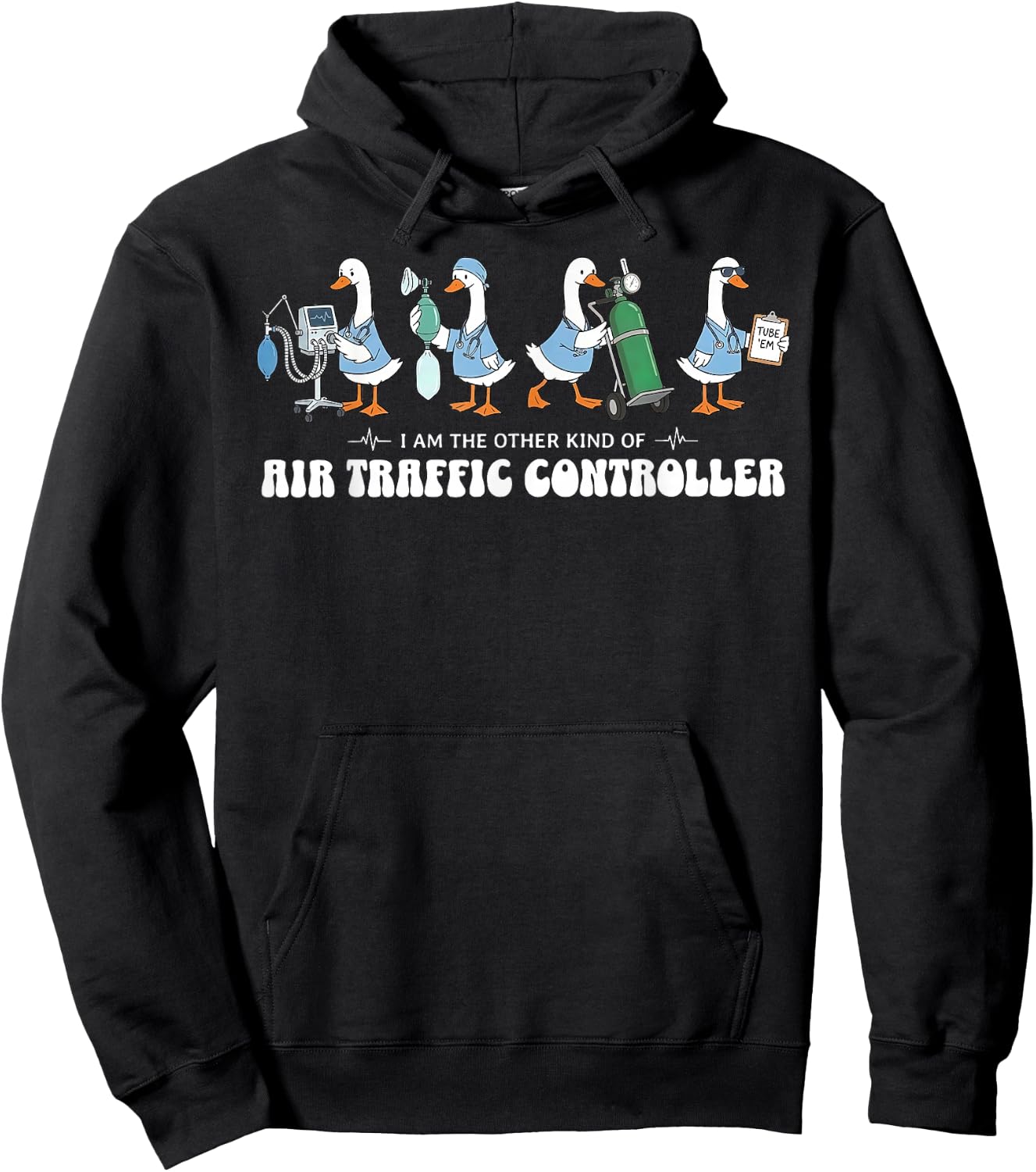 Air Traffic Controller Silly Goose RT Respiratory Therapist Hoodie - Hoodie | Black