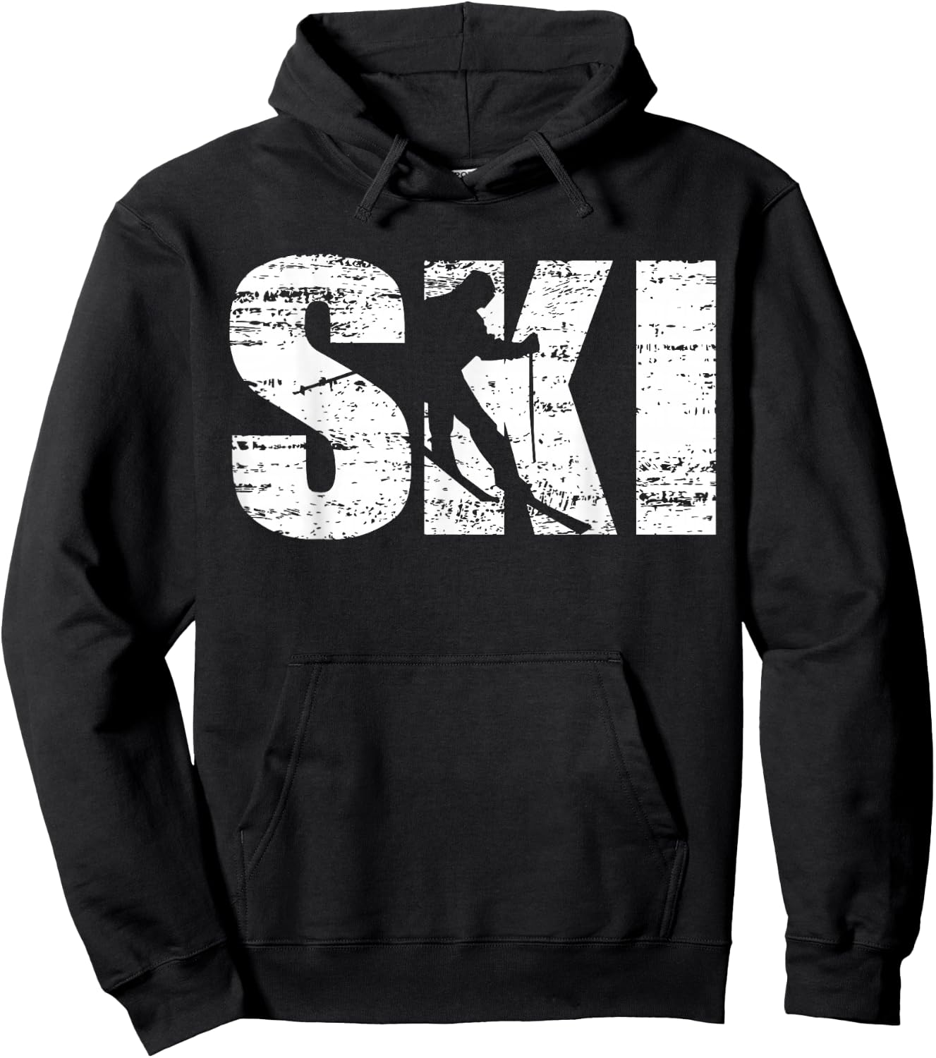 Ski - Distressed Look Skiing & Skiers Hoodie - Hoodie | Black