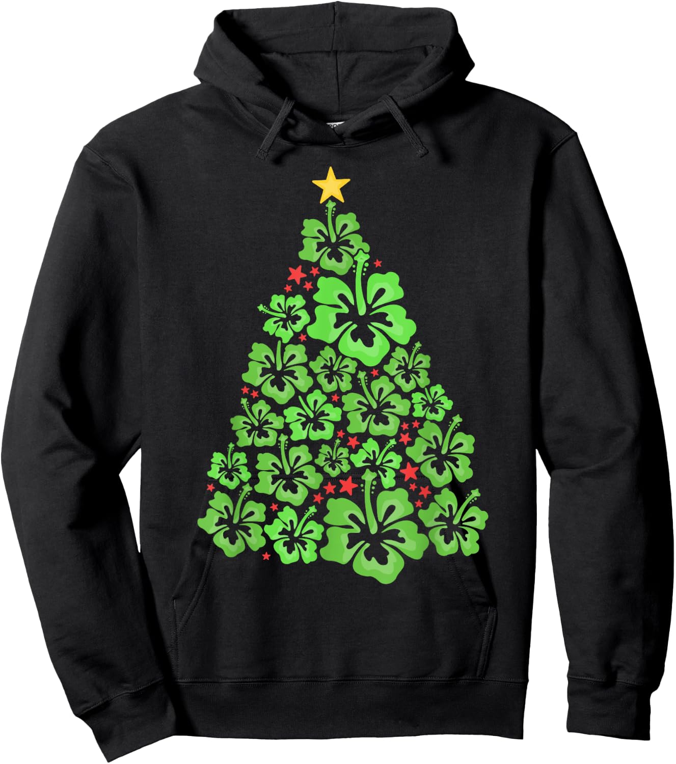 Hawaiian Christmas Tree Mele Kalikimaka Flower Hawaii Hoodie - Hoodie | Black