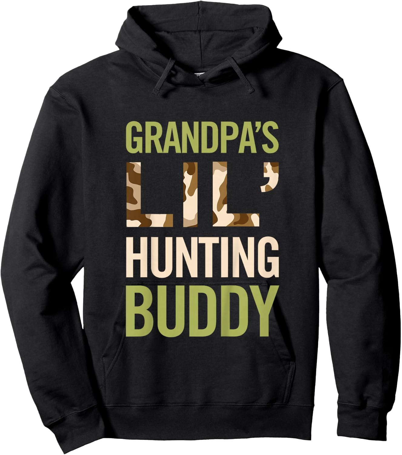 Grandpa's Lil' Hunting Buddy Camo Graphic Youth Family Hoodie - Hoodie | Black