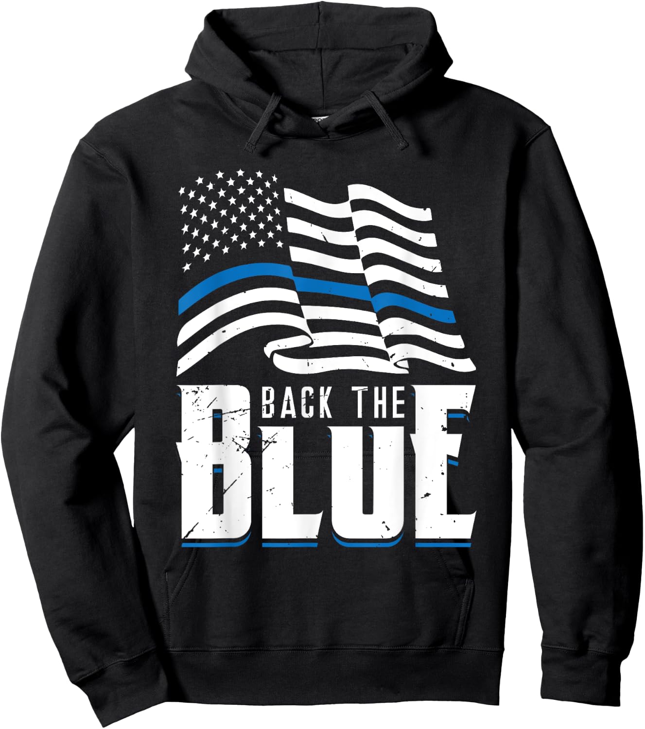 Back The Blue Line American Flag Police Officer Pride Art Women Men Hoodie - Hoodie | Black