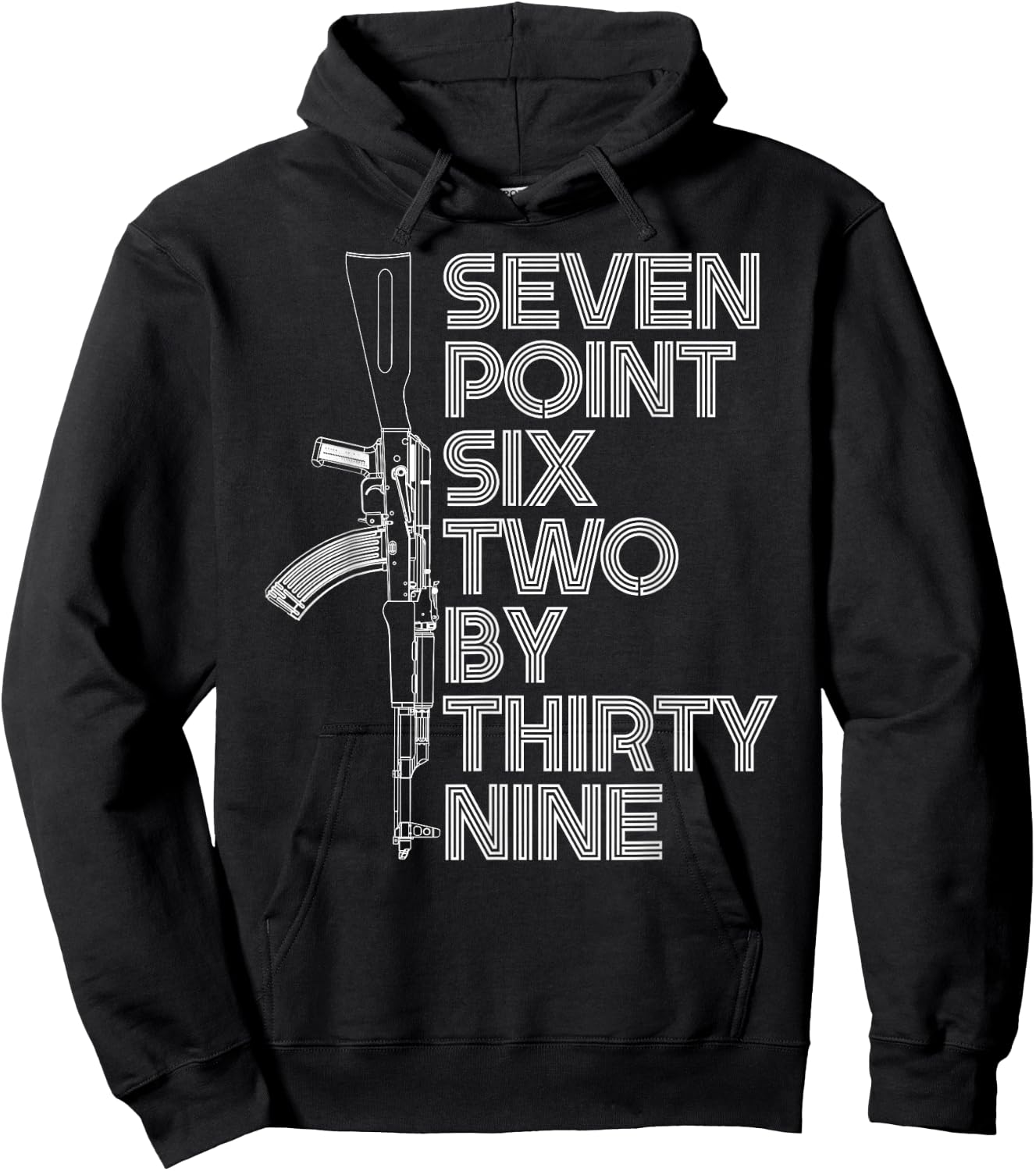 7.62x39 Seven Point Six Two by 39 AK47 Rifle Hoodie - Hoodie | Black