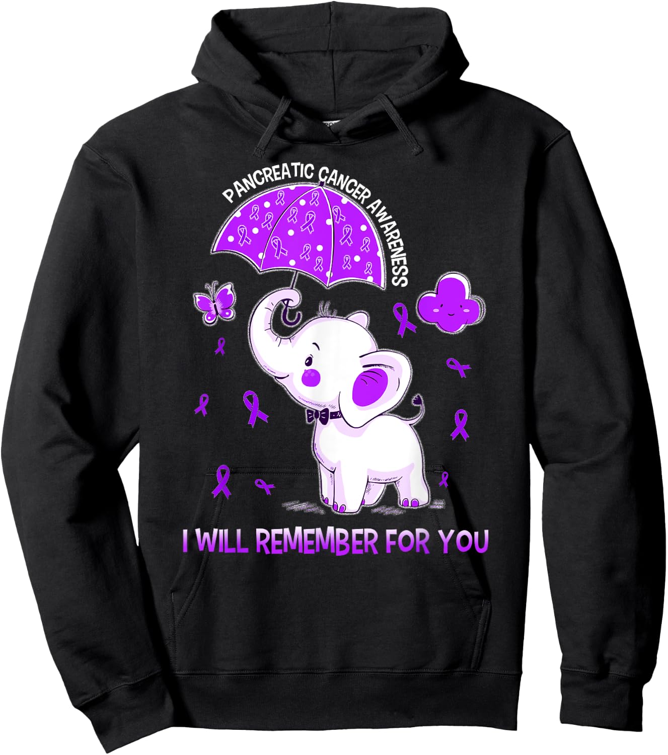 Pancreatic Cancer Awareness Elephant Hoodie - Hoodie | Black