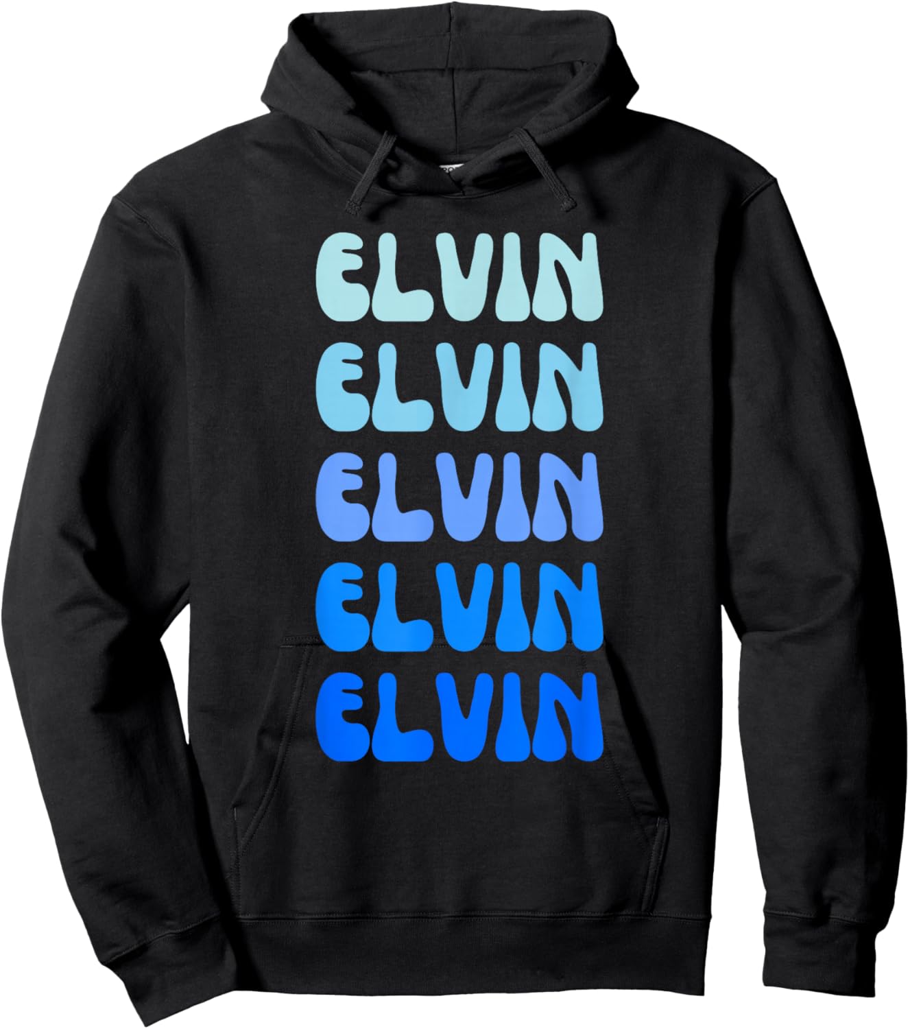 Elvin Retro Name Stack Design Hoodie - Hoodie | Black