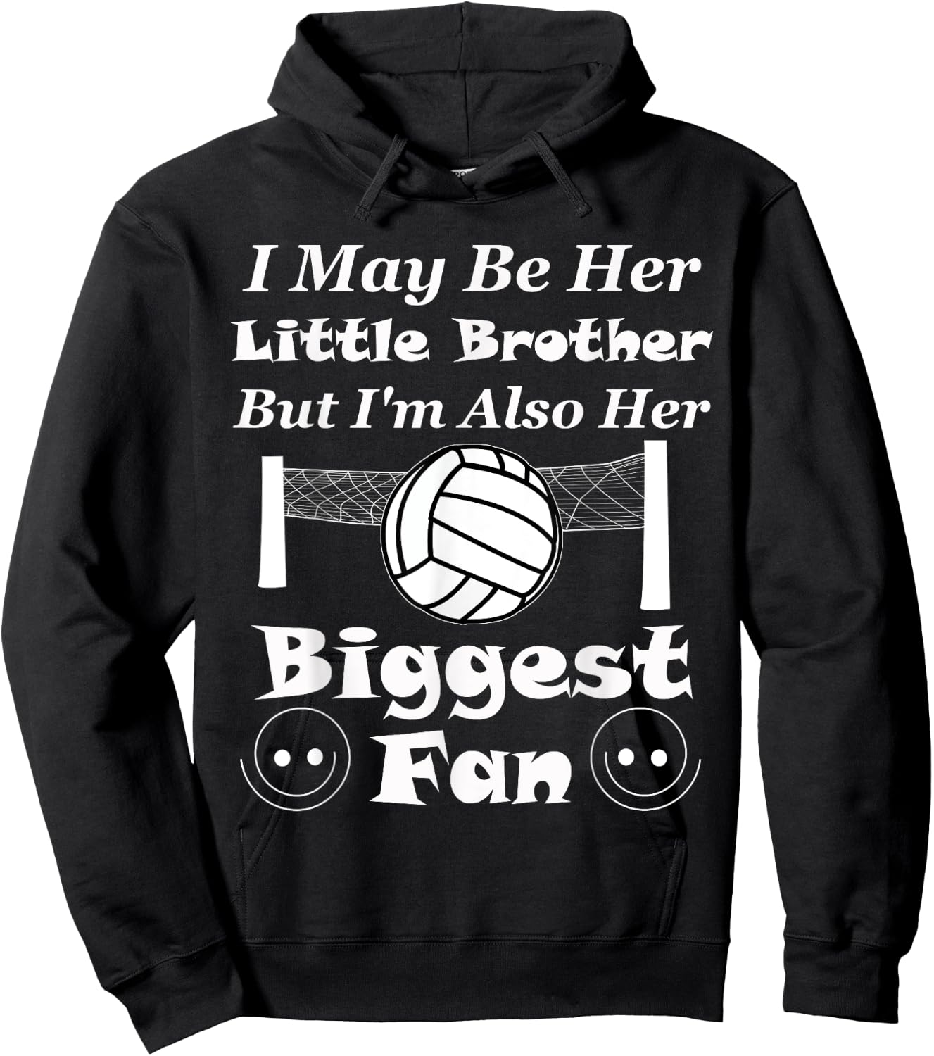 I May Be Her Little Brother Biggest Fan Volleyball Hoodie - Hoodie | Black