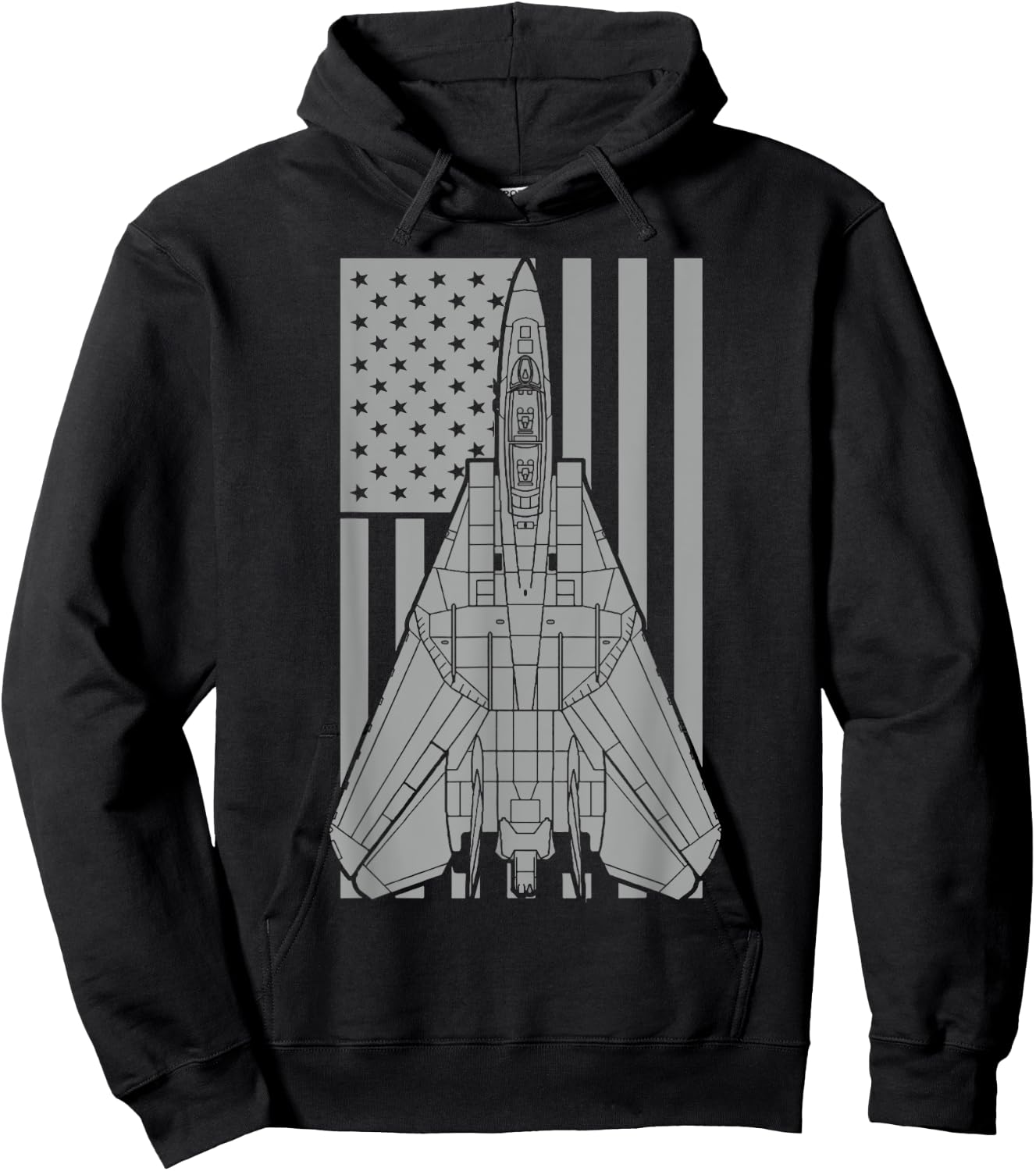 F-14 Tomcat Fighter Jet Military American Flag Hoodie - Hoodie | Black