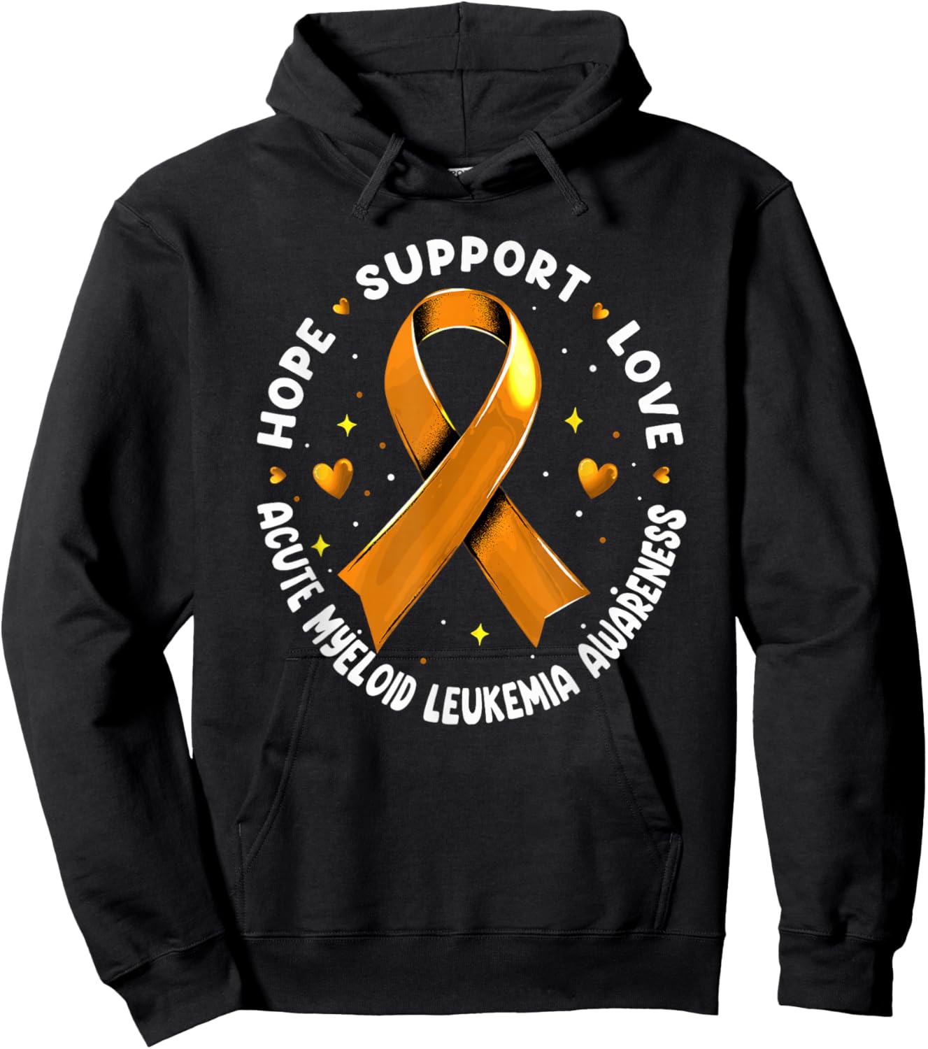 Hope Support Love Acute Myeloid Leukemia Awareness Hoodie - Hoodie | Black