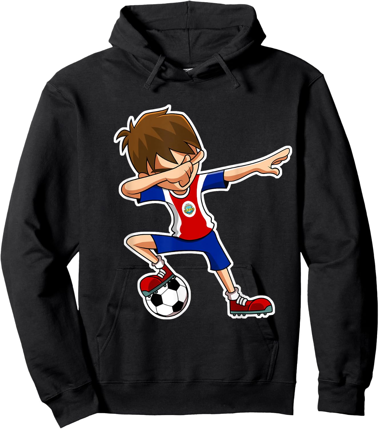 Dabbing Soccer Boy Costa Rica Shirt, Costa Rican Flag Jersey Hoodie - Hoodie | Black