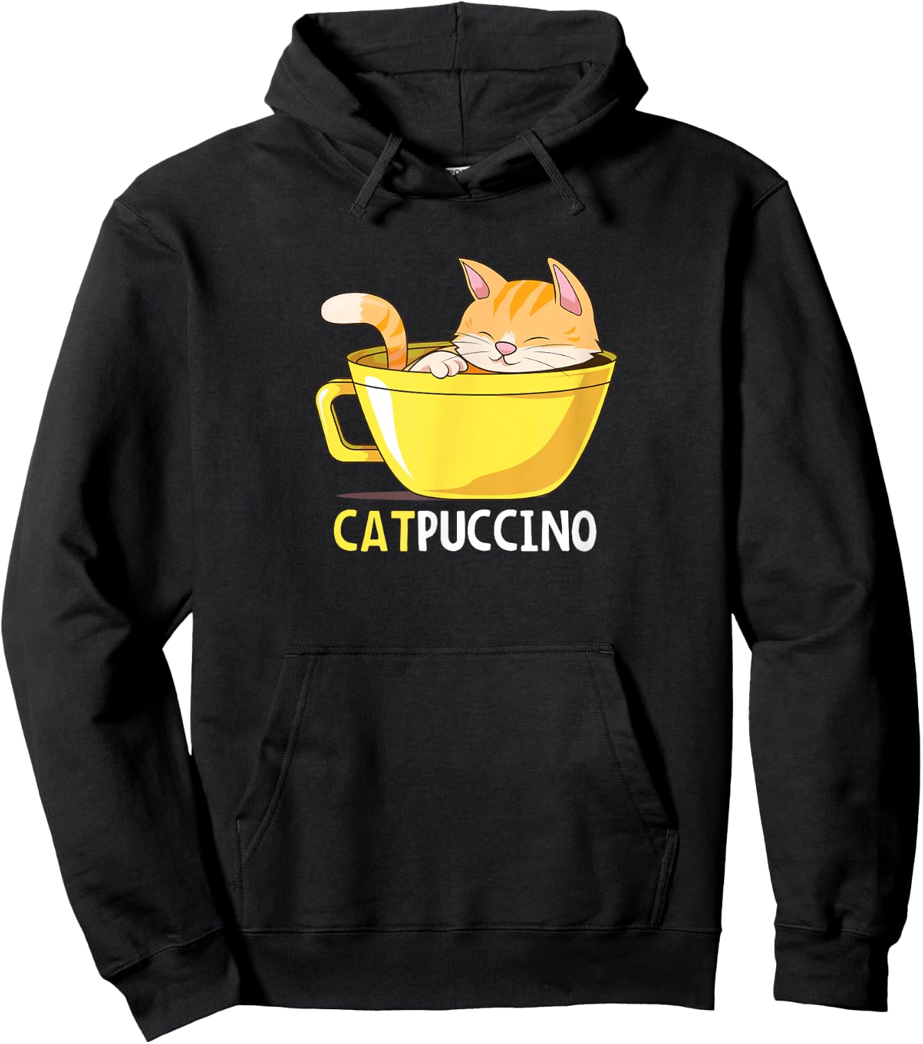 Funny Cat Catpuccino Cappuccino Coffee Cute Kitten Design Hoodie - Hoodie | Black