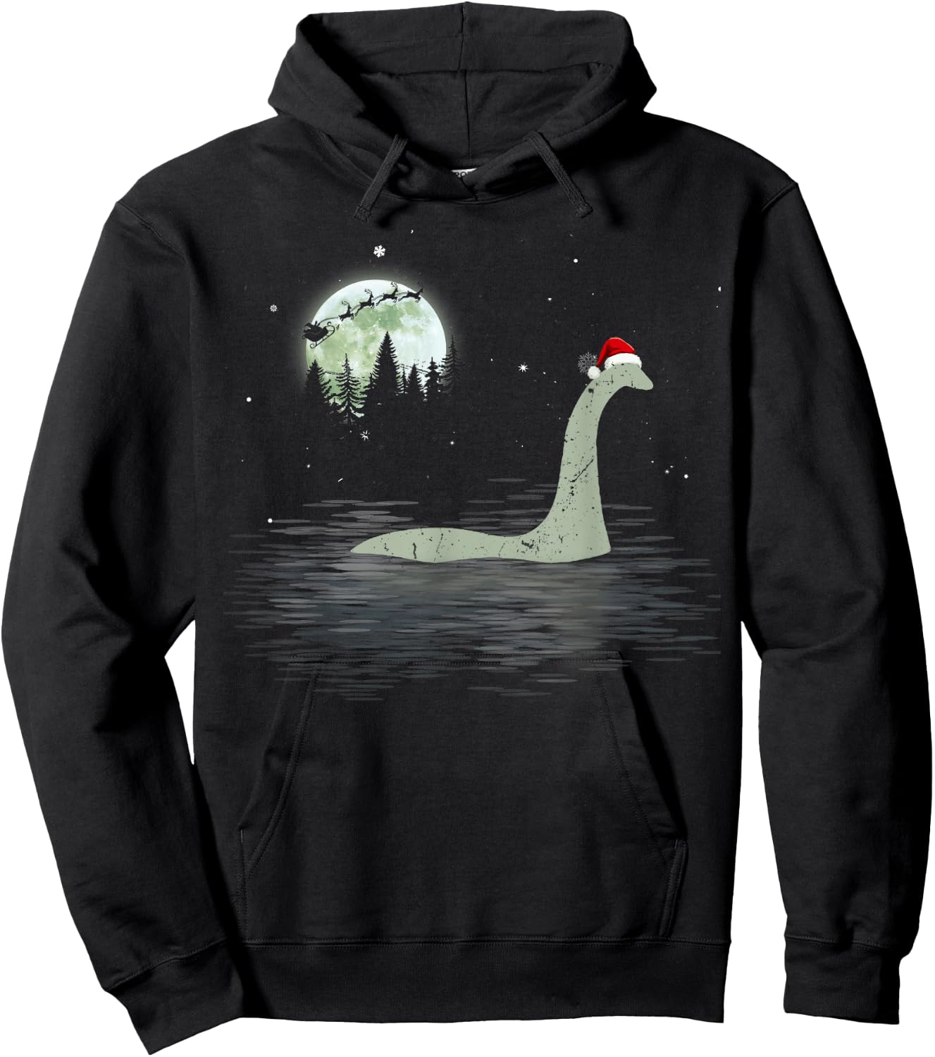 Loch Ness Monster Christmas Santa Nessie Xmas Pajamas Hoodie - Hoodie | Black