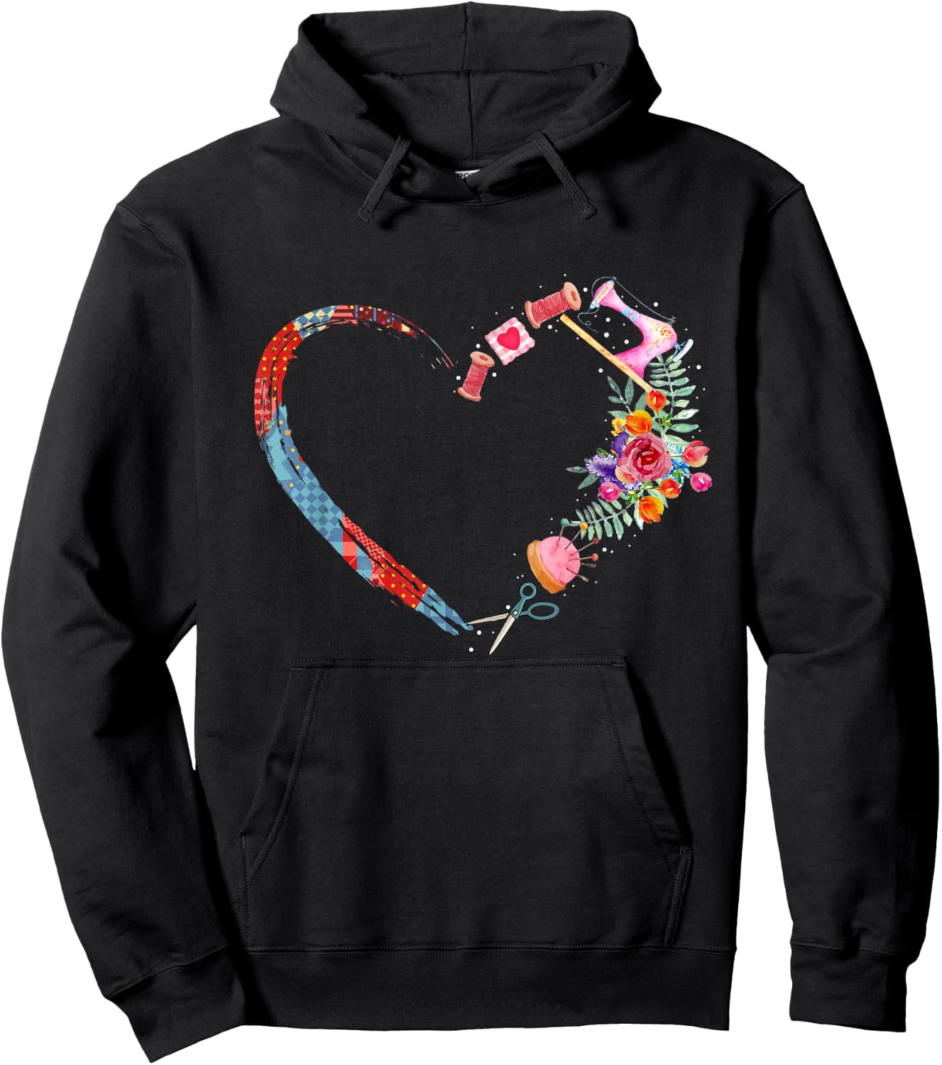 Quilting , sewing my heart loves Hoodie - Hoodie | Black