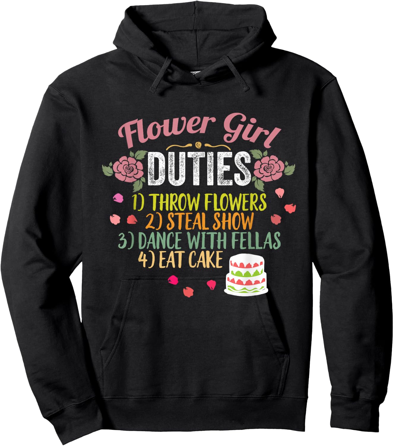 Flower Girl Duties Throw Flowers Funny Wedding Hoodie - Hoodie | Black
