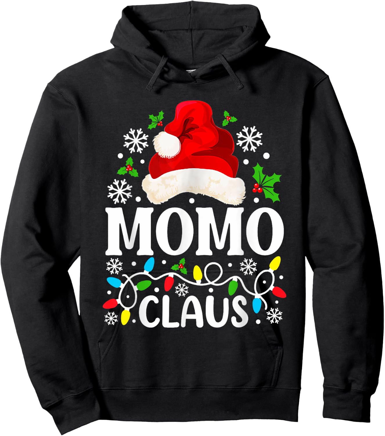 Momo Claus Funny Christmas Family Matching Grandma Hoodie - Hoodie | Black