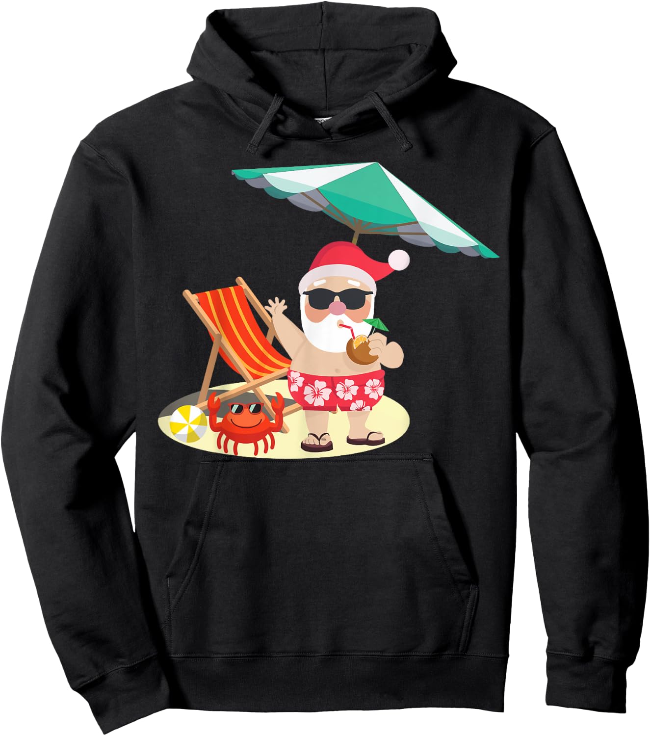 Santa Claus Beach Funny Summer Christmas In July Men Women Kids Hoodie - Hoodie | Black