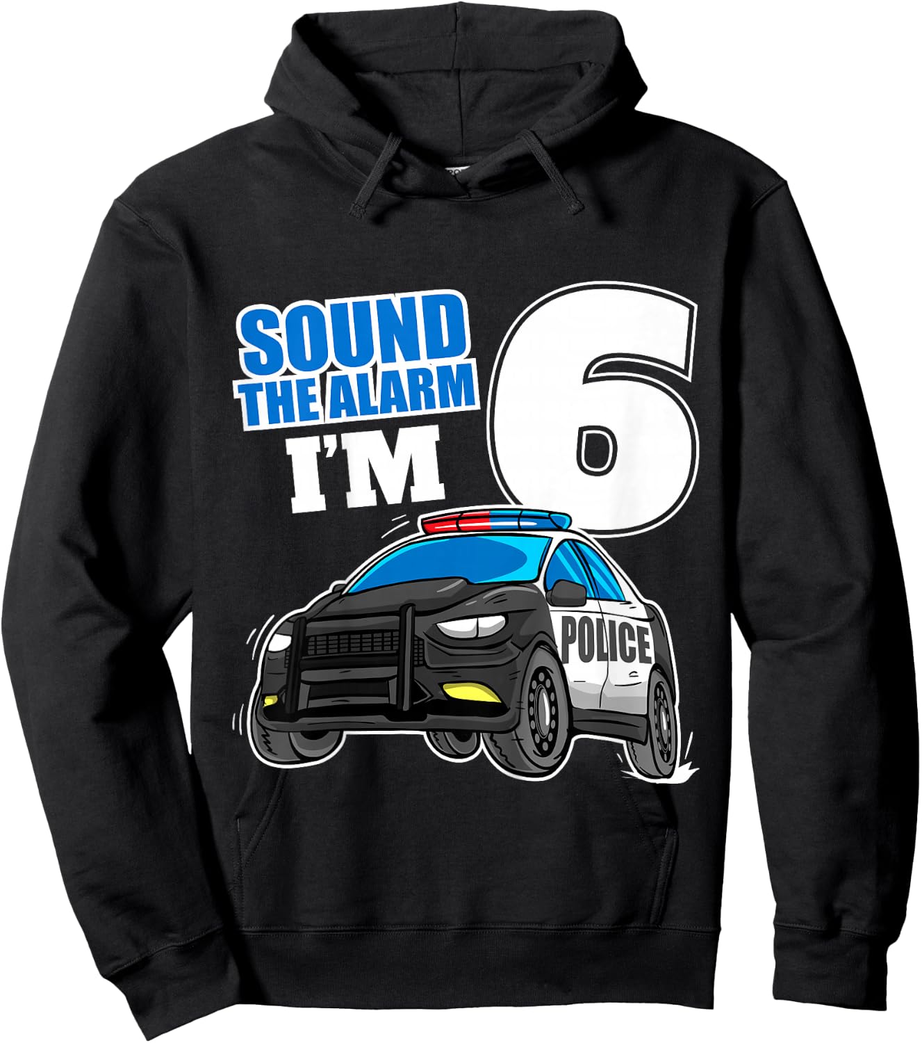 Kids Police Car 6th Birthday Boy 6 Cop Policeman Officer Six Hoodie - Hoodie | Black