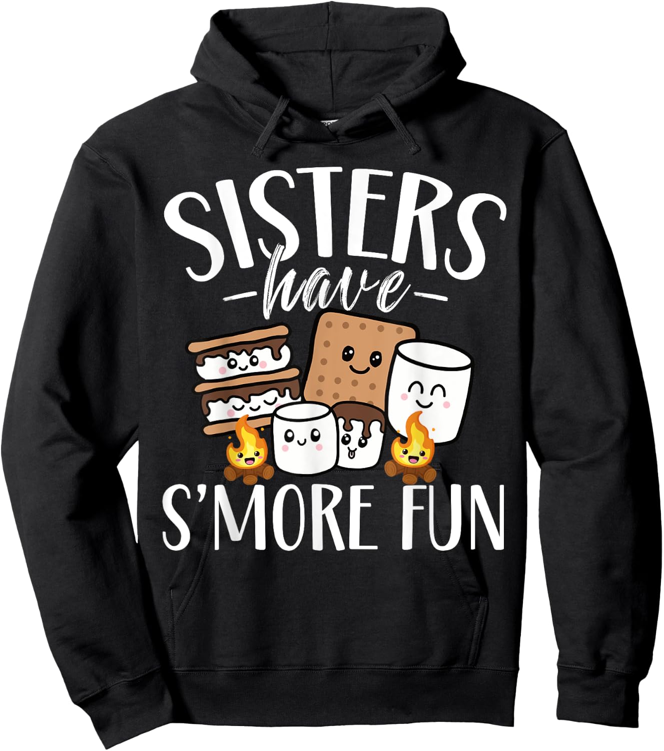 Sisters Have Smore Fun Funny Kawaii Smores Camping kids Hoodie - Hoodie | Black