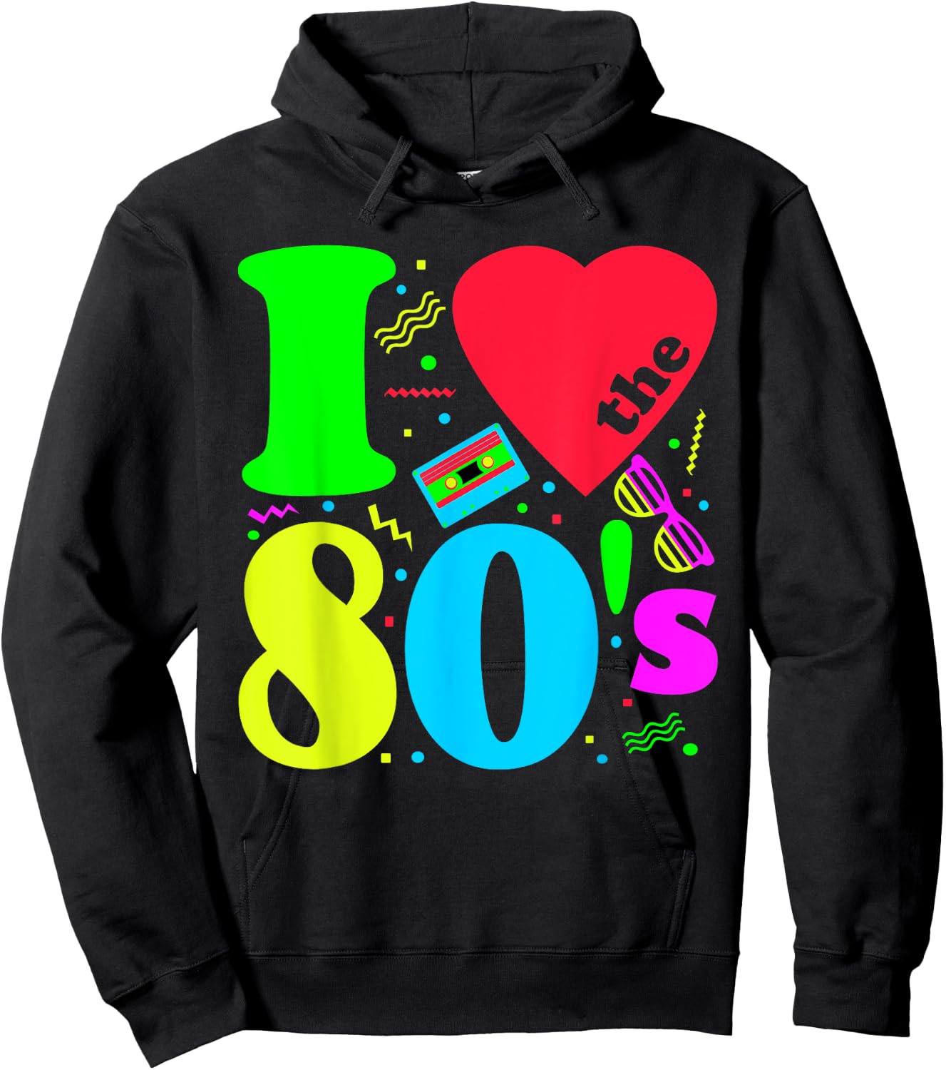 I love The 80'S 80's 90's costume Party Hoodie - Hoodie | Black