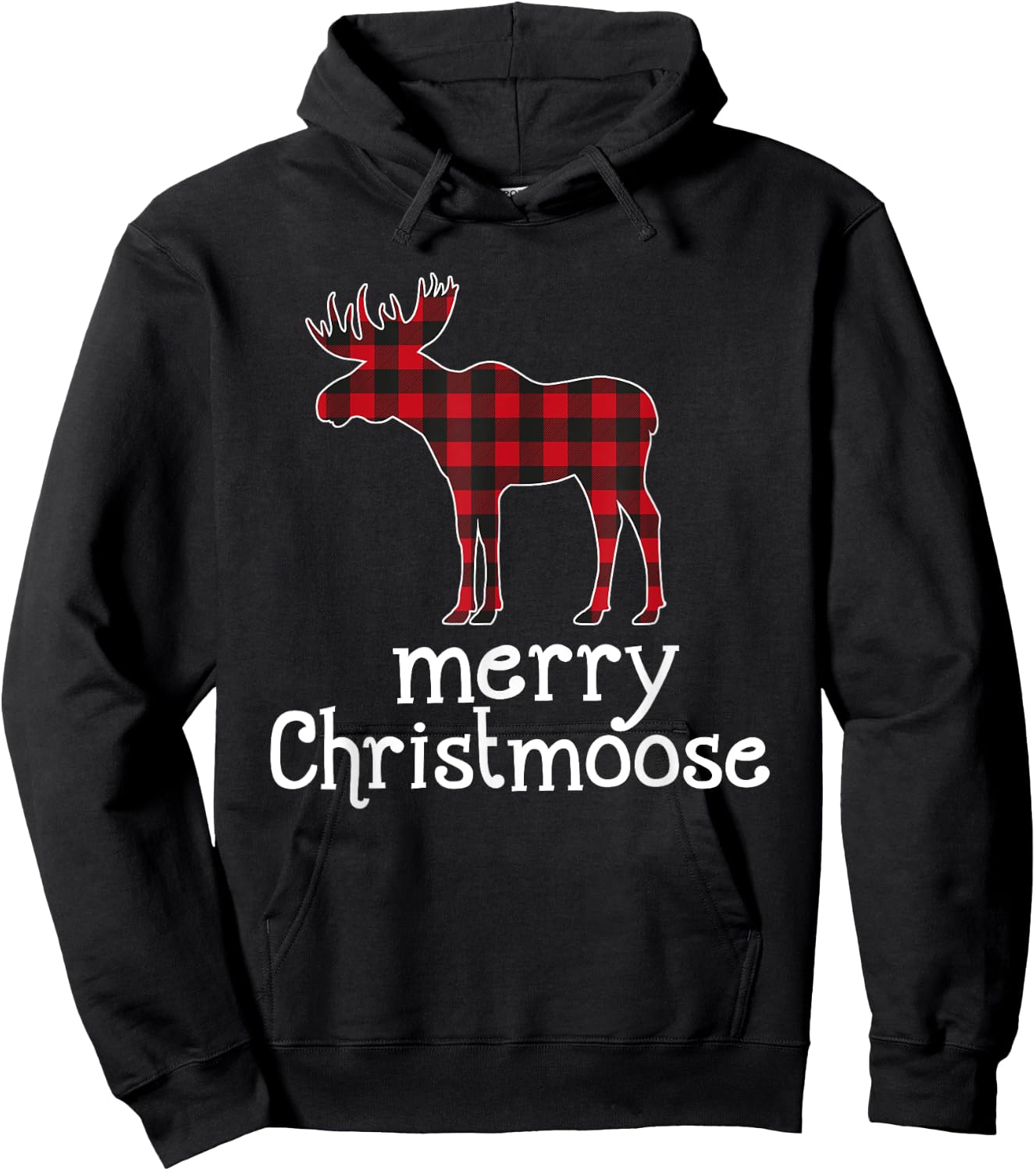 Red Plaid Merry Christmoose Christmas T Shirt Moose Lovers Hoodie - Hoodie | Black