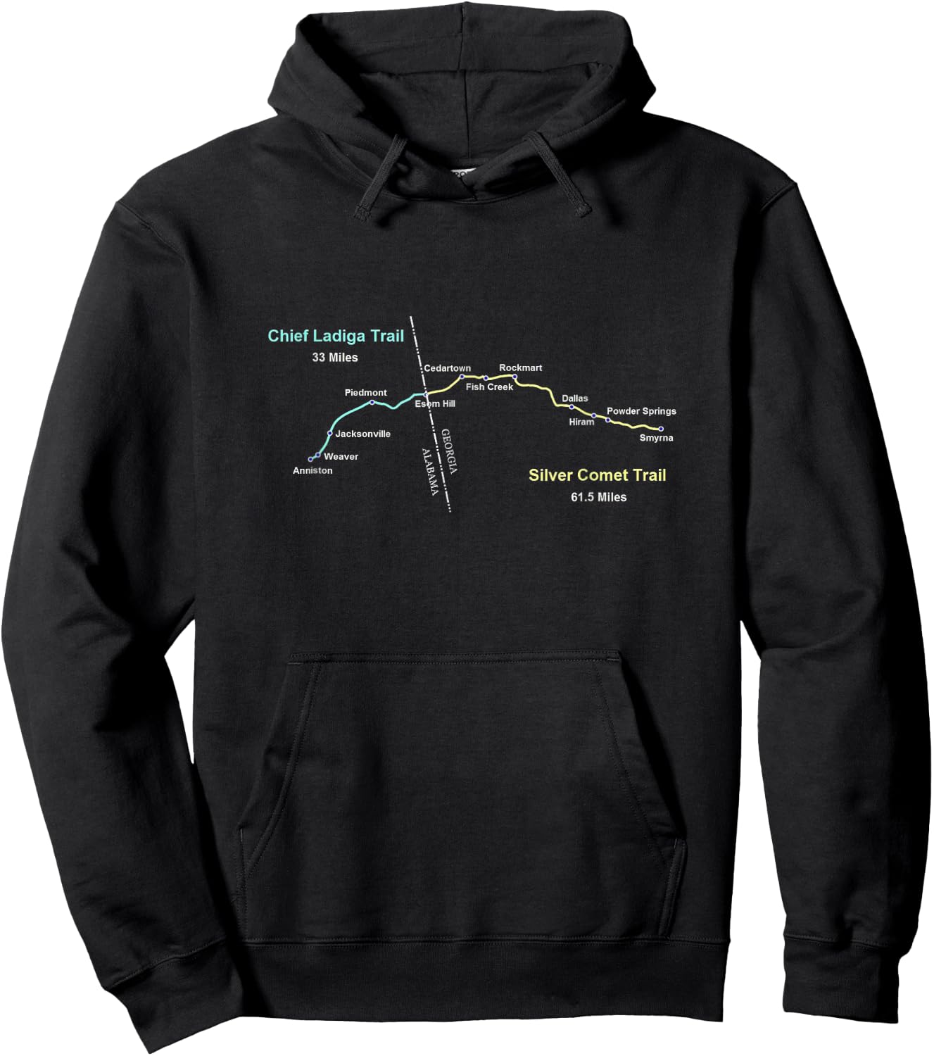 Silver Comet, Chief Ladiga Trail Route Map Hoodie - Hoodie | Black