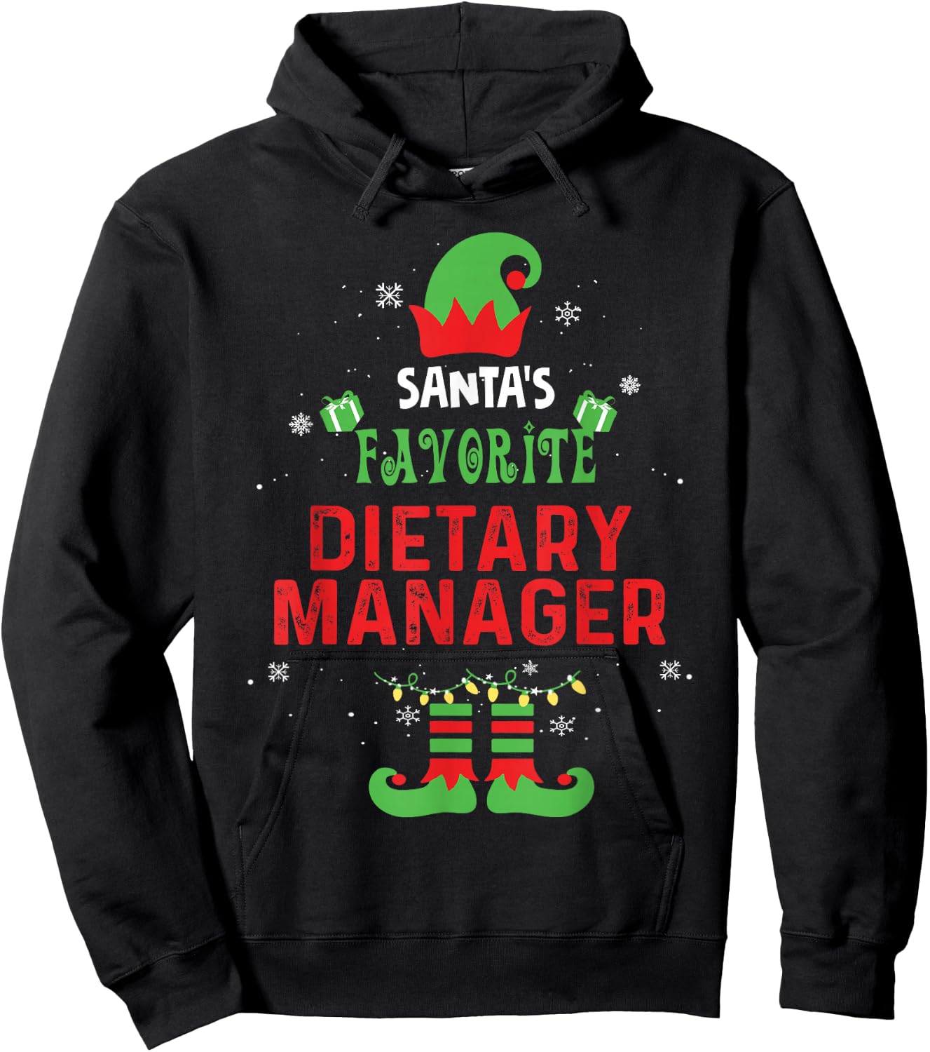 Santa's Favorite Dietary Manager Funny Family Xmas Hoodie - Hoodie | Black